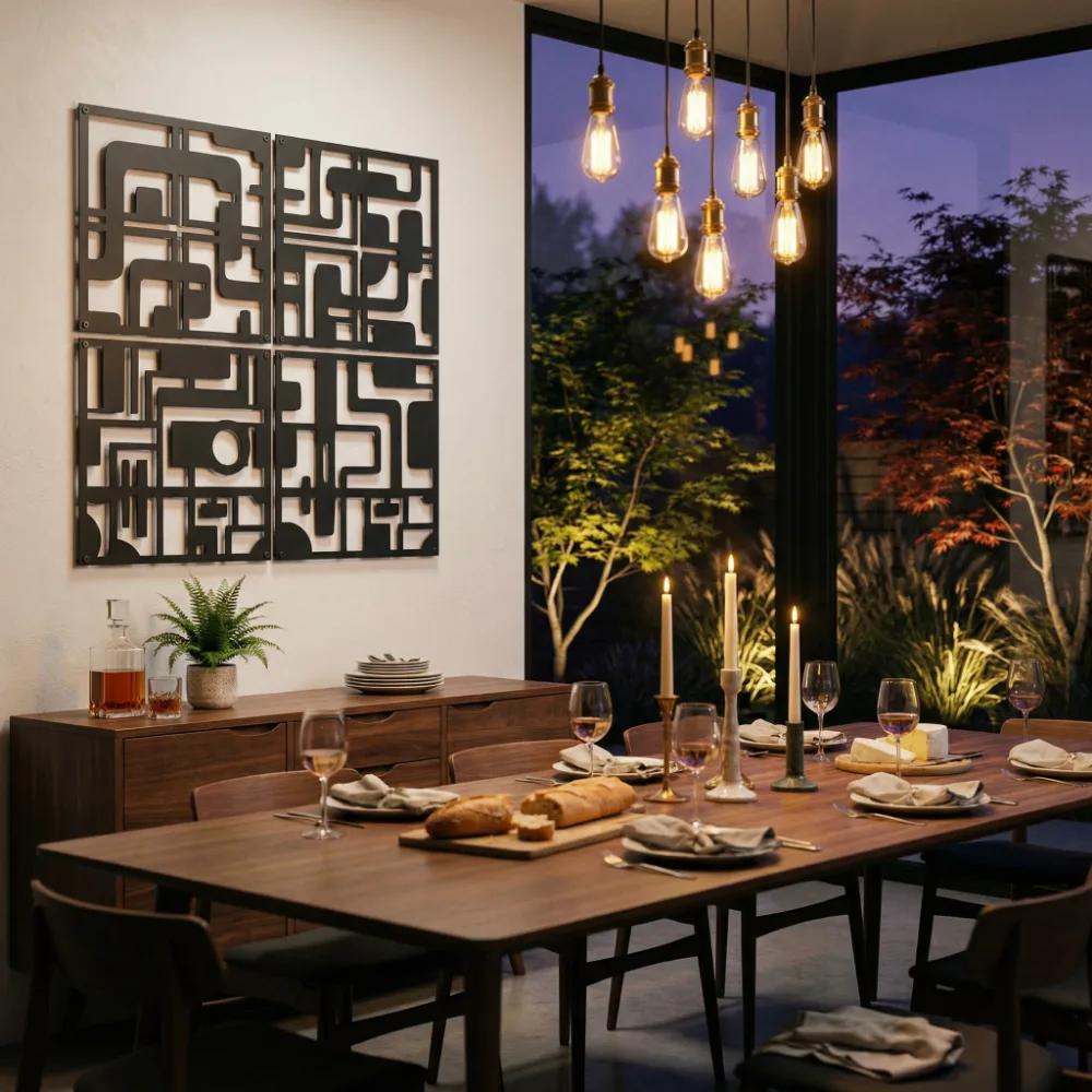 Abstract Geometric Metal Wall Art – Modern Labyrinth, Contemporary Home Decor