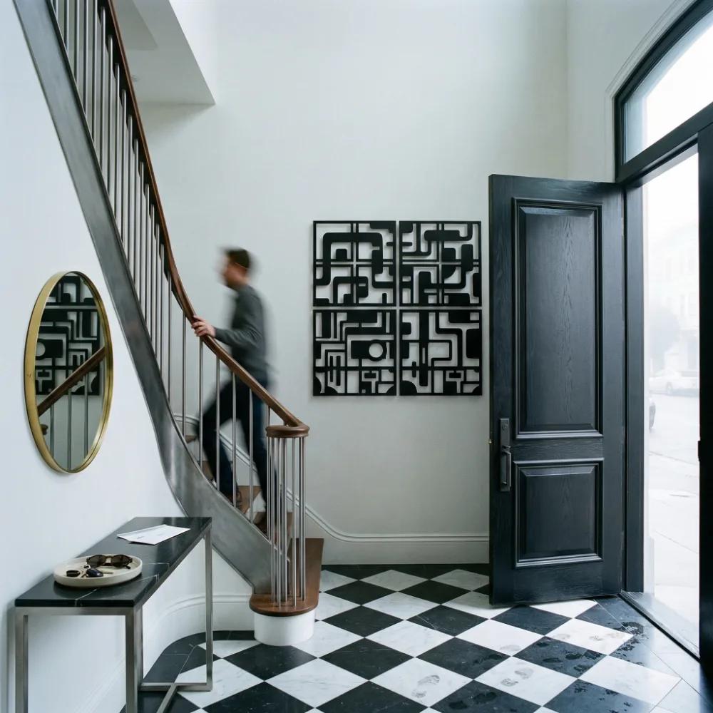 Abstract Geometric Metal Wall Art – Modern Labyrinth, Contemporary Home Decor — 7