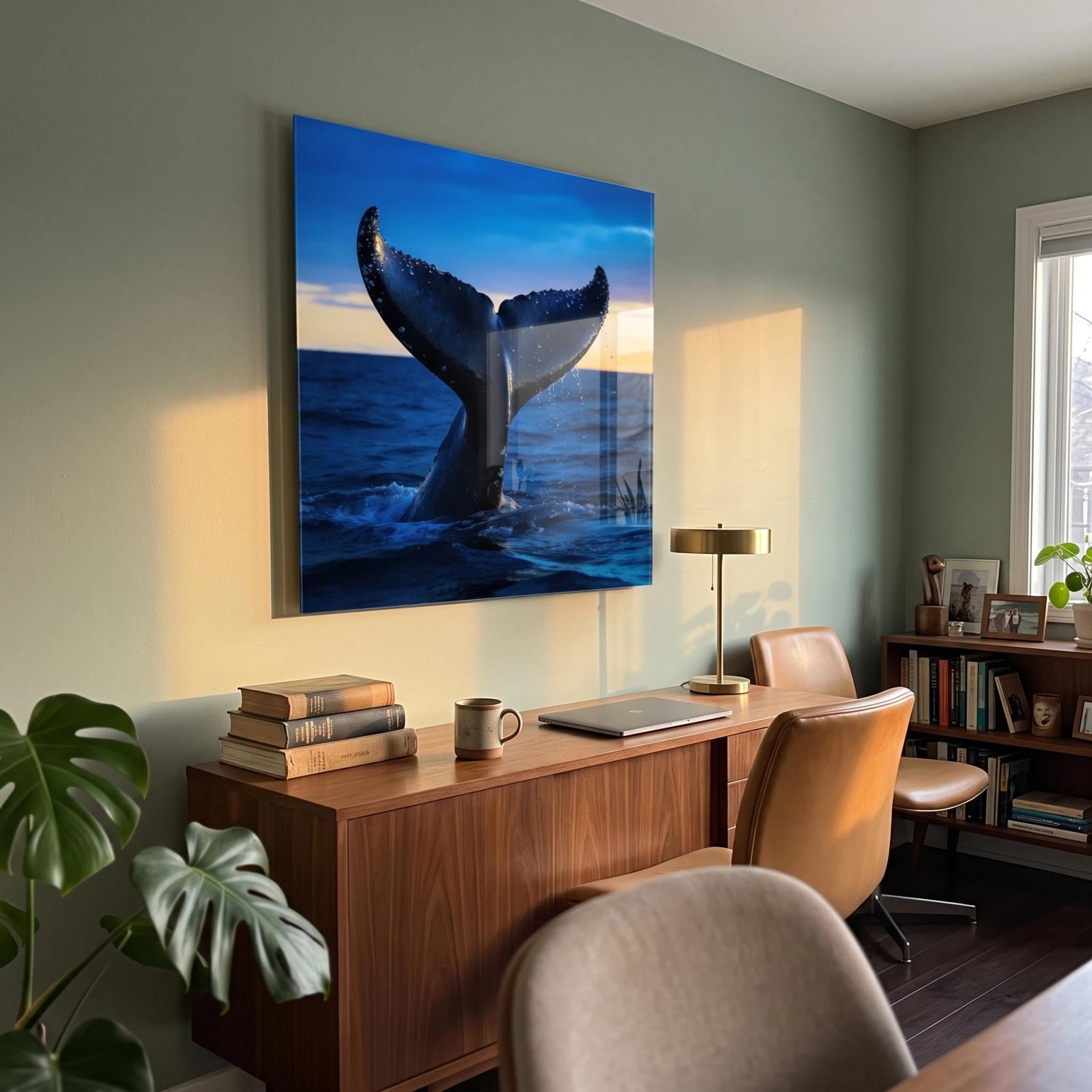Whale Tail Ocean Twilight Wall Art | Glass Wall Art — 2