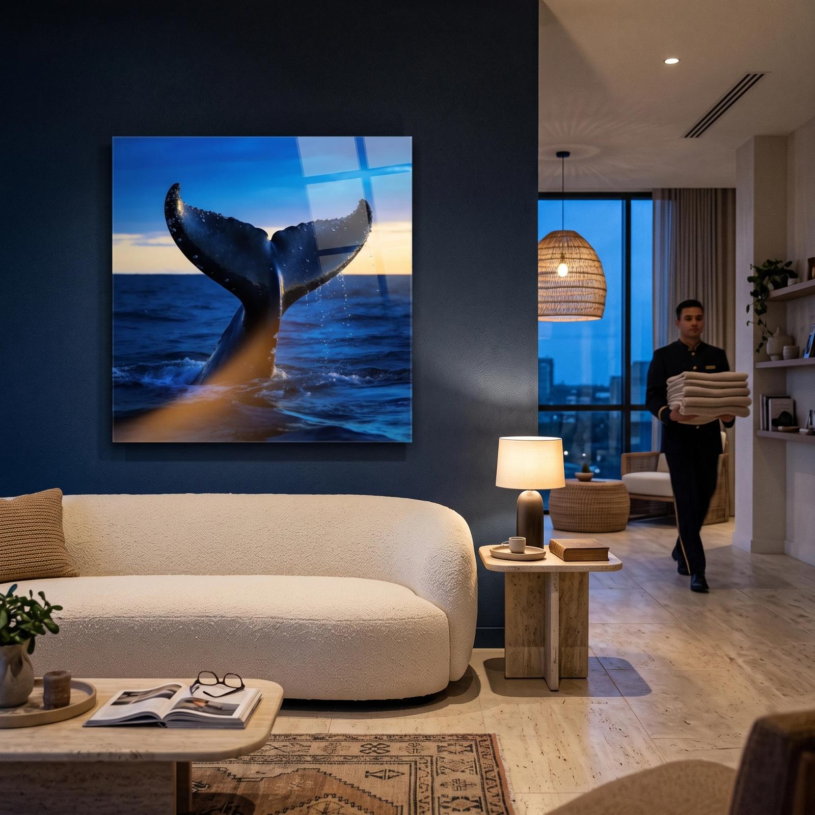Whale Tail Ocean Twilight Wall Art | Glass Wall Art — 3