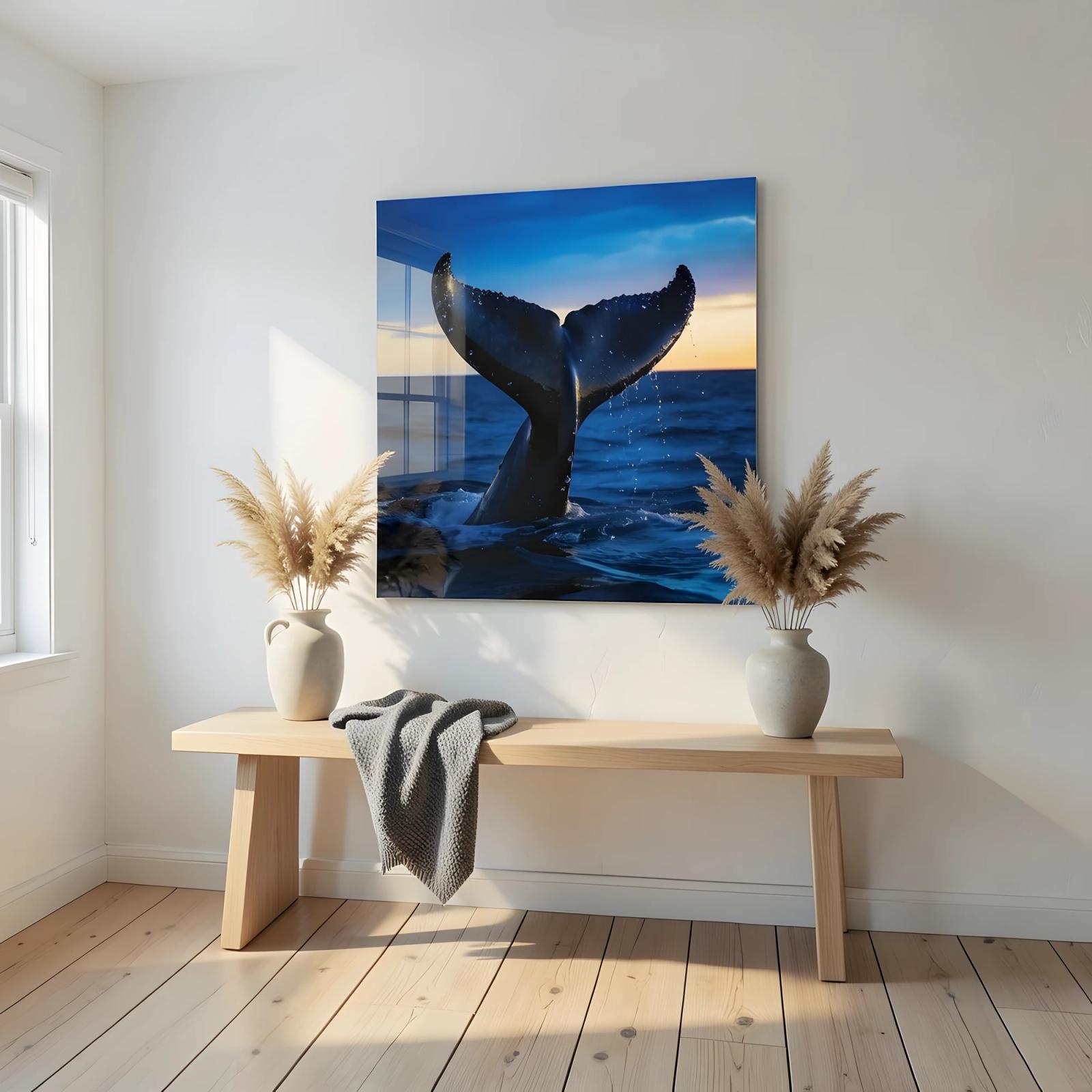 Whale Tail Ocean Twilight Wall Art | Glass Wall Art — 4