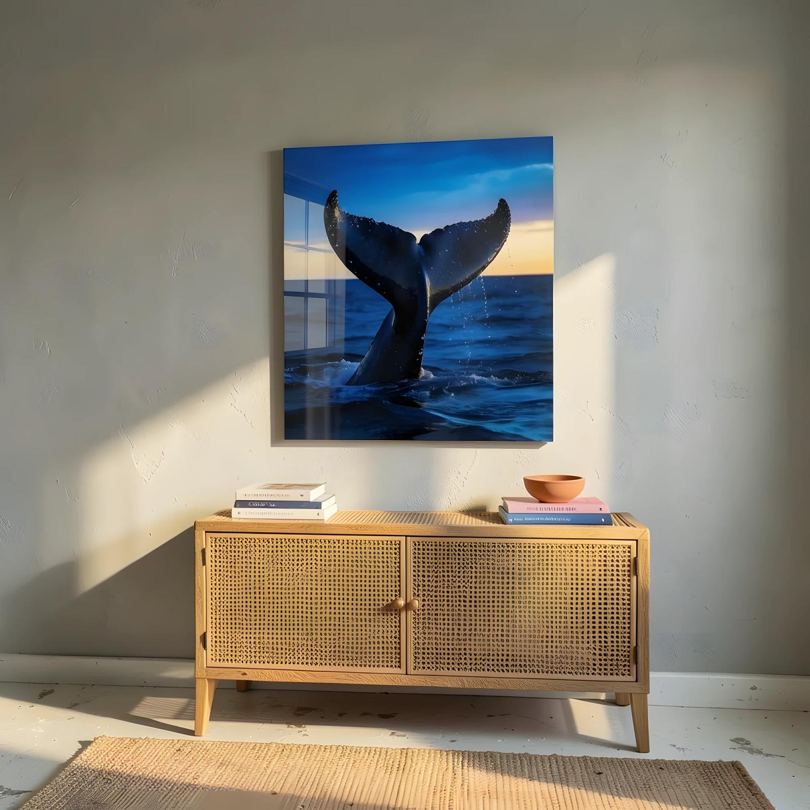 Whale Tail Ocean Twilight Wall Art | Glass Wall Art — 5