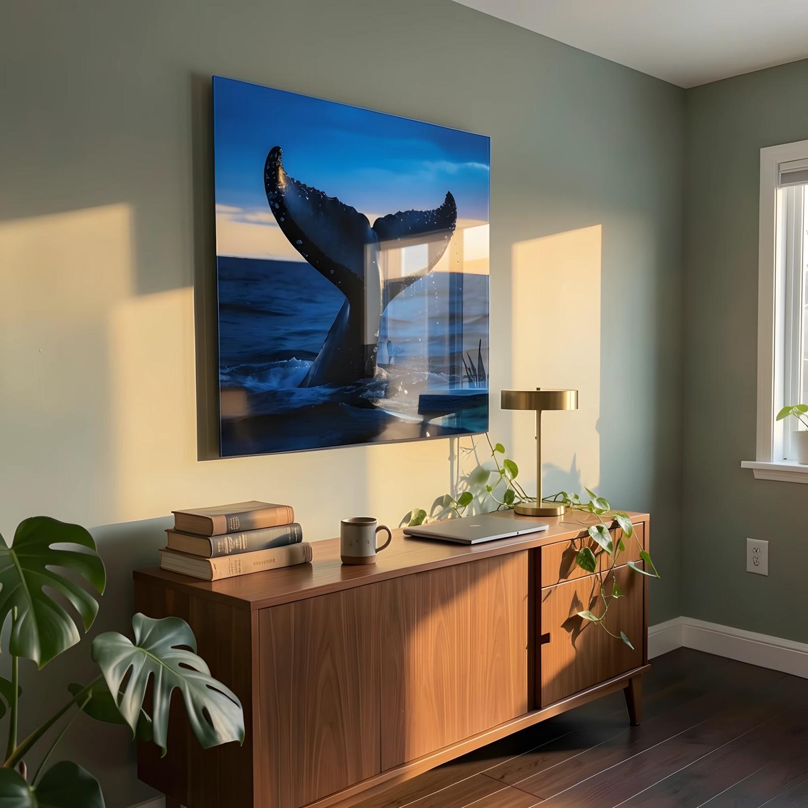 Whale Tail Ocean Twilight Wall Art | Glass Wall Art — 6