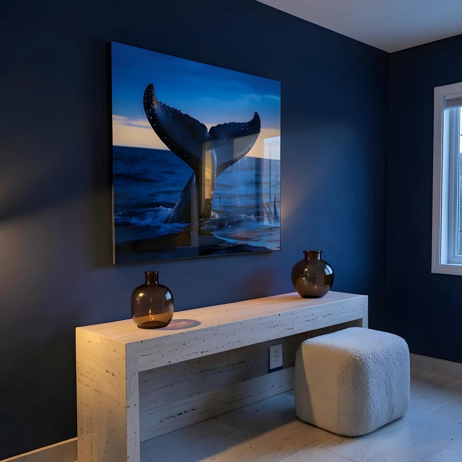 Whale Tail Ocean Twilight Wall Art | Glass Wall Art — 7