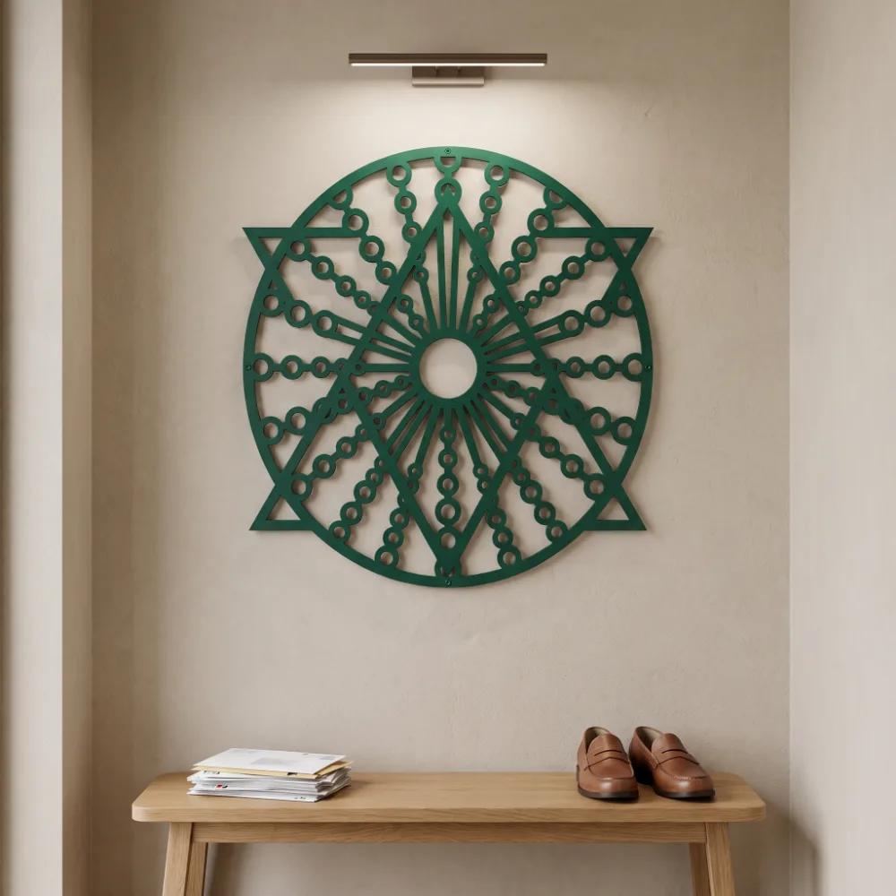 Geometric Mandala Metal Wall Art – Solstice Compass, Modern Living Room Sacred Geometry Decor — 2