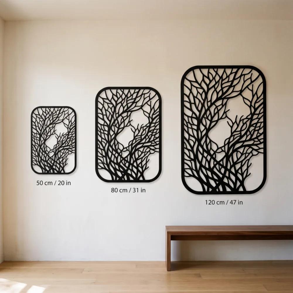 Tree Branch Metal Wall Art – Winter Canopy, Modern Living Room Decor — 4