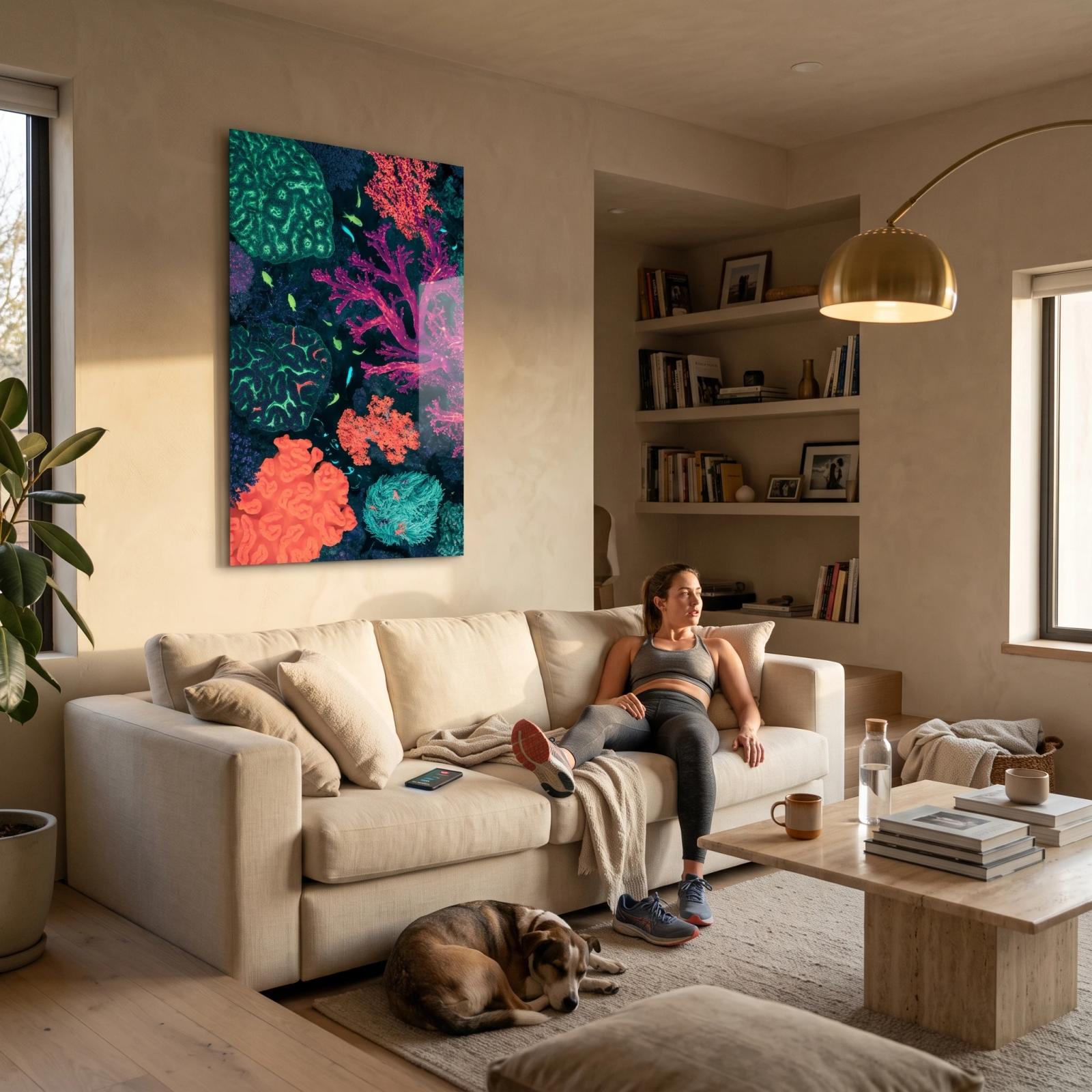 Vivid Coral Reef Underwater Nature Glass Wall Art