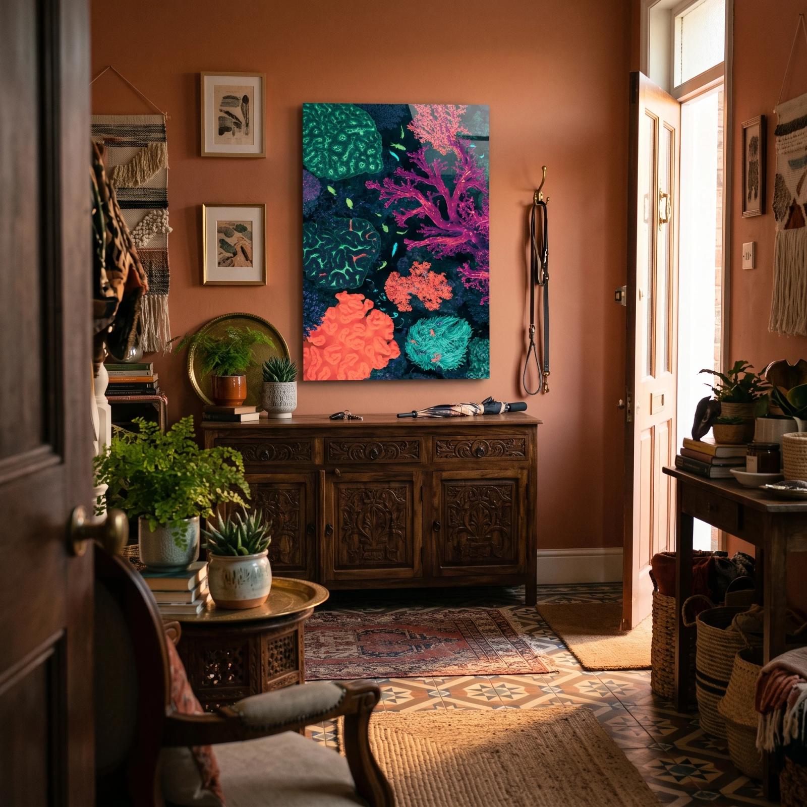 Vivid Coral Reef Underwater Nature Glass Wall Art — 5
