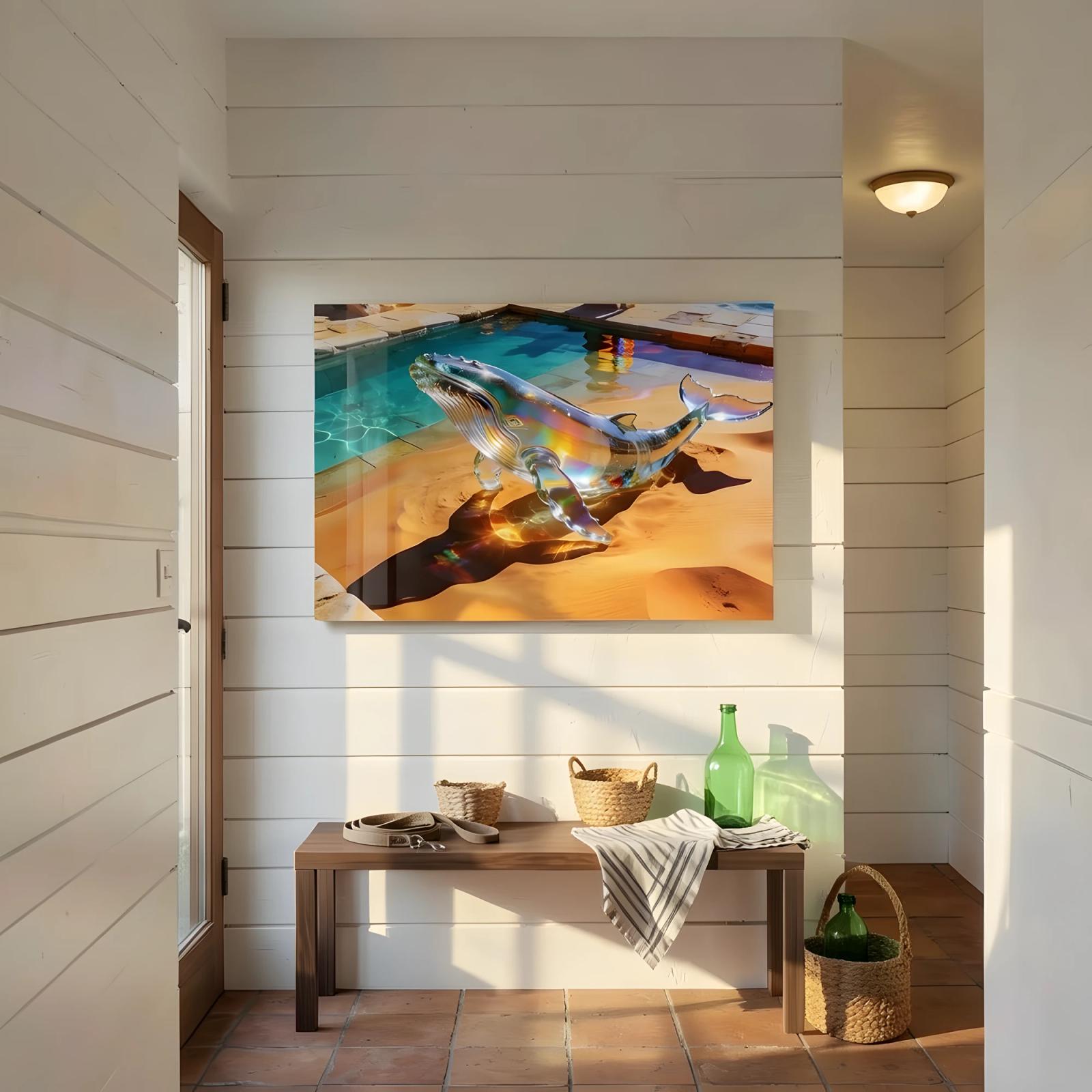 Crystal Whale Coastal Rainbow Refraction | Glass Wall Art — 5