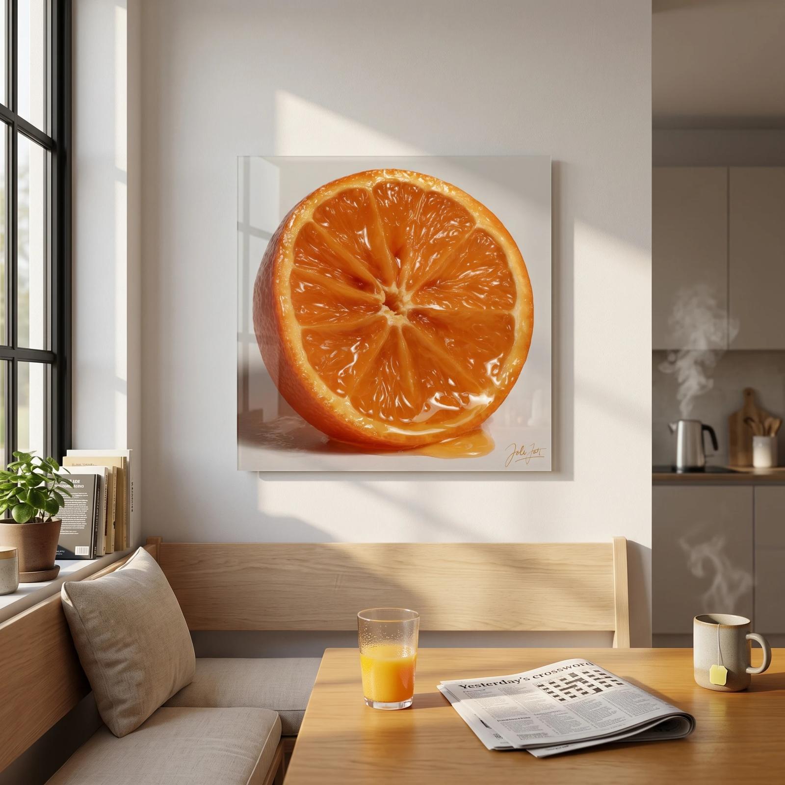 Orange Slice Kitchen Glass Wall Art Fruit Macro Tempered Glass Print