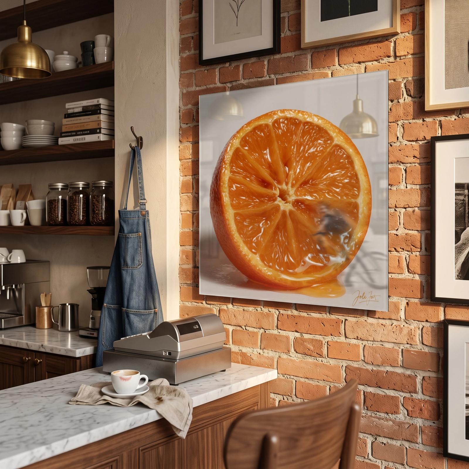 Orange Slice Kitchen Glass Wall Art Fruit Macro Tempered Glass Print — 2