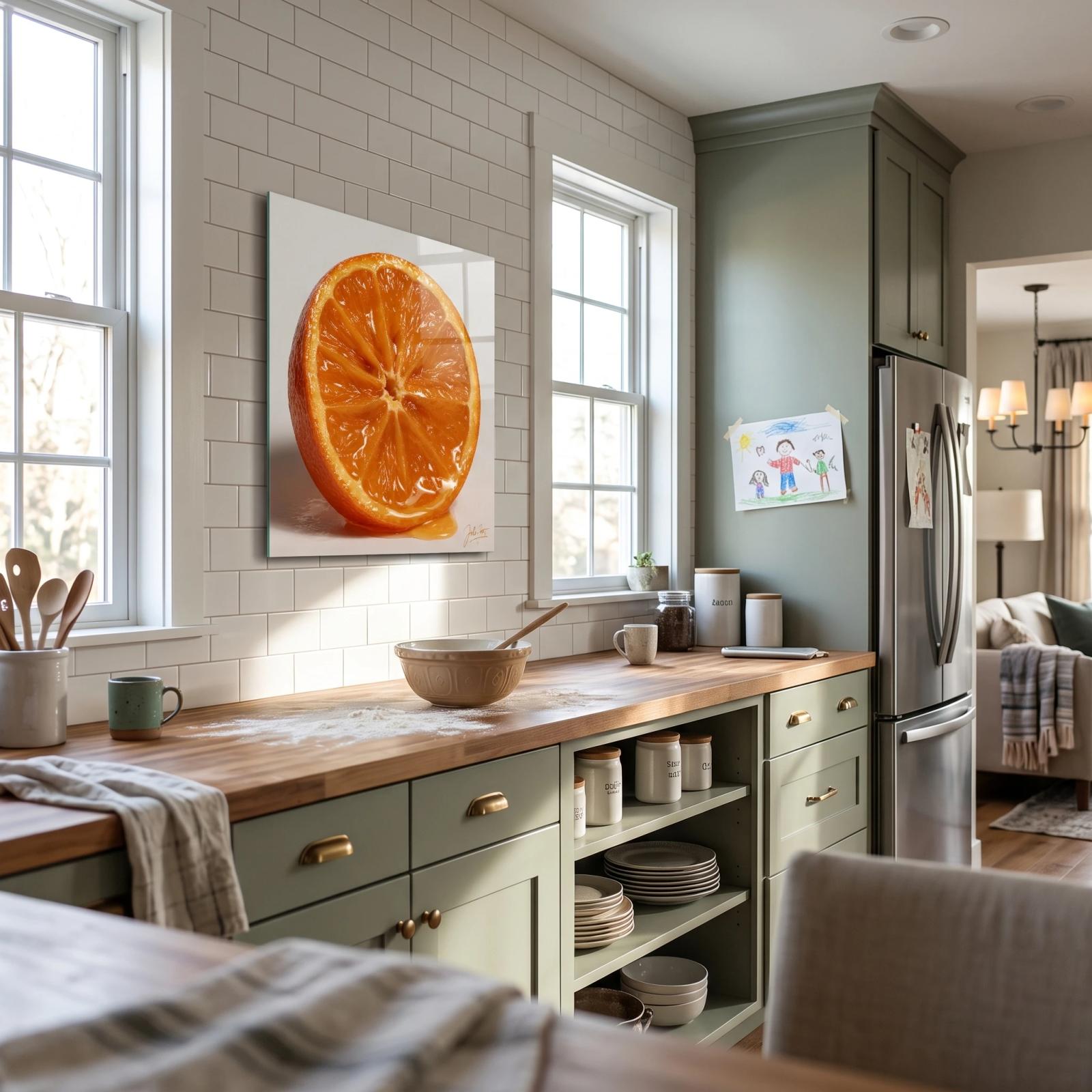 Orange Slice Kitchen Glass Wall Art Fruit Macro Tempered Glass Print — 3