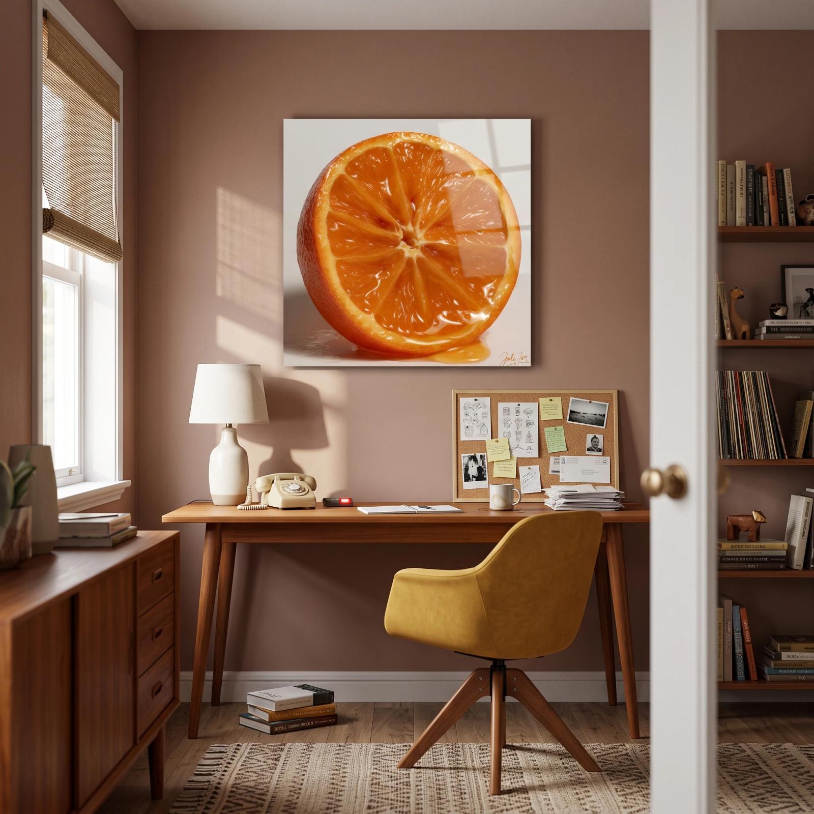 Orange Slice Kitchen Glass Wall Art Fruit Macro Tempered Glass Print — 5