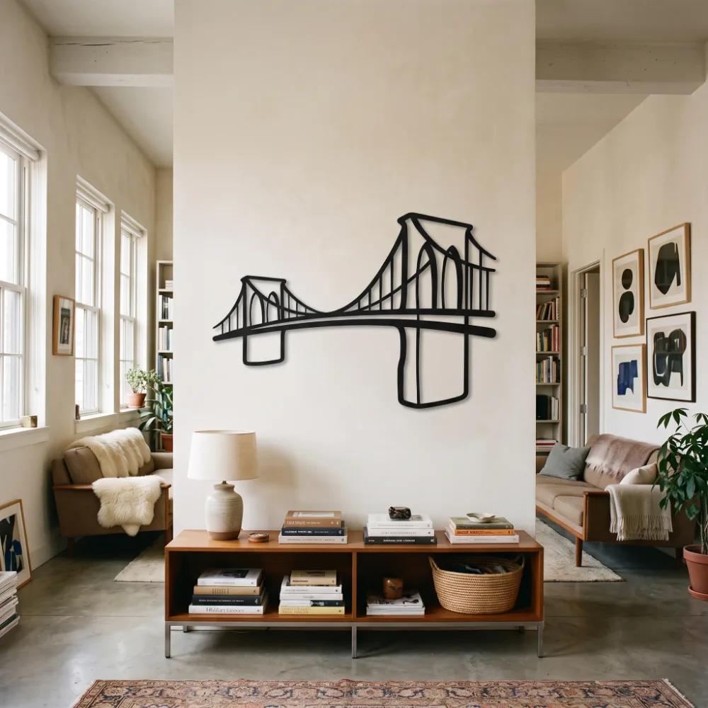 Brooklyn Bridge Metal Wall Art – Iconic NYC Skyline Silhouette, Modern Urban Office Decor — 5