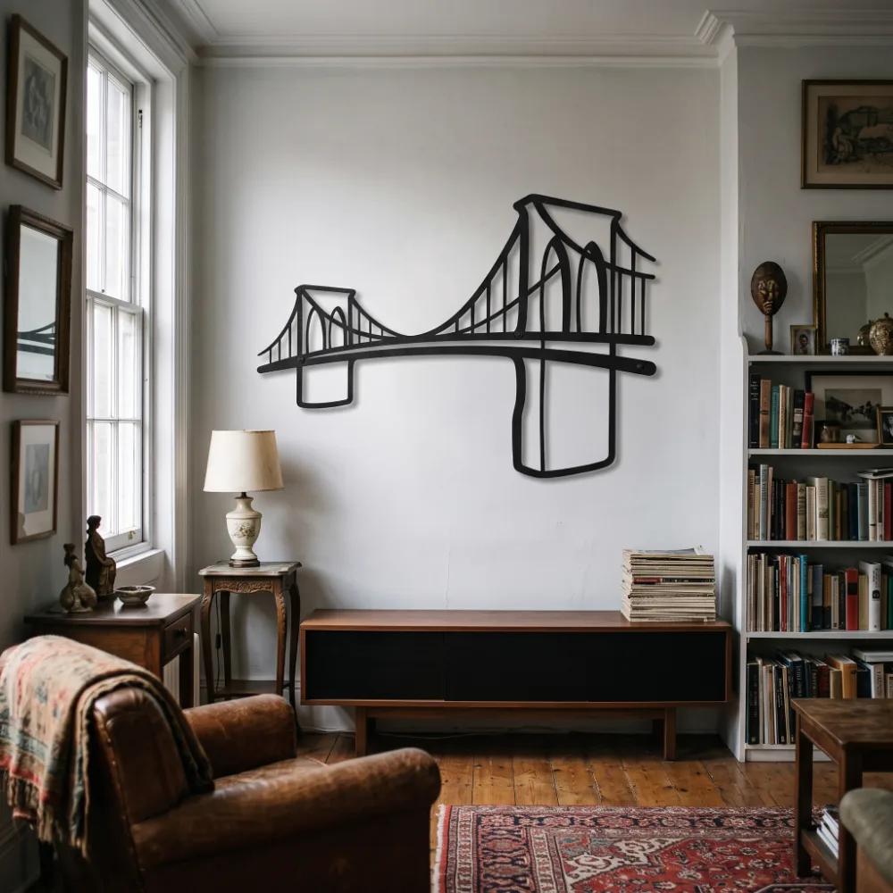Brooklyn Bridge Metal Wall Art – Iconic NYC Skyline Silhouette, Modern Urban Office Decor — 8