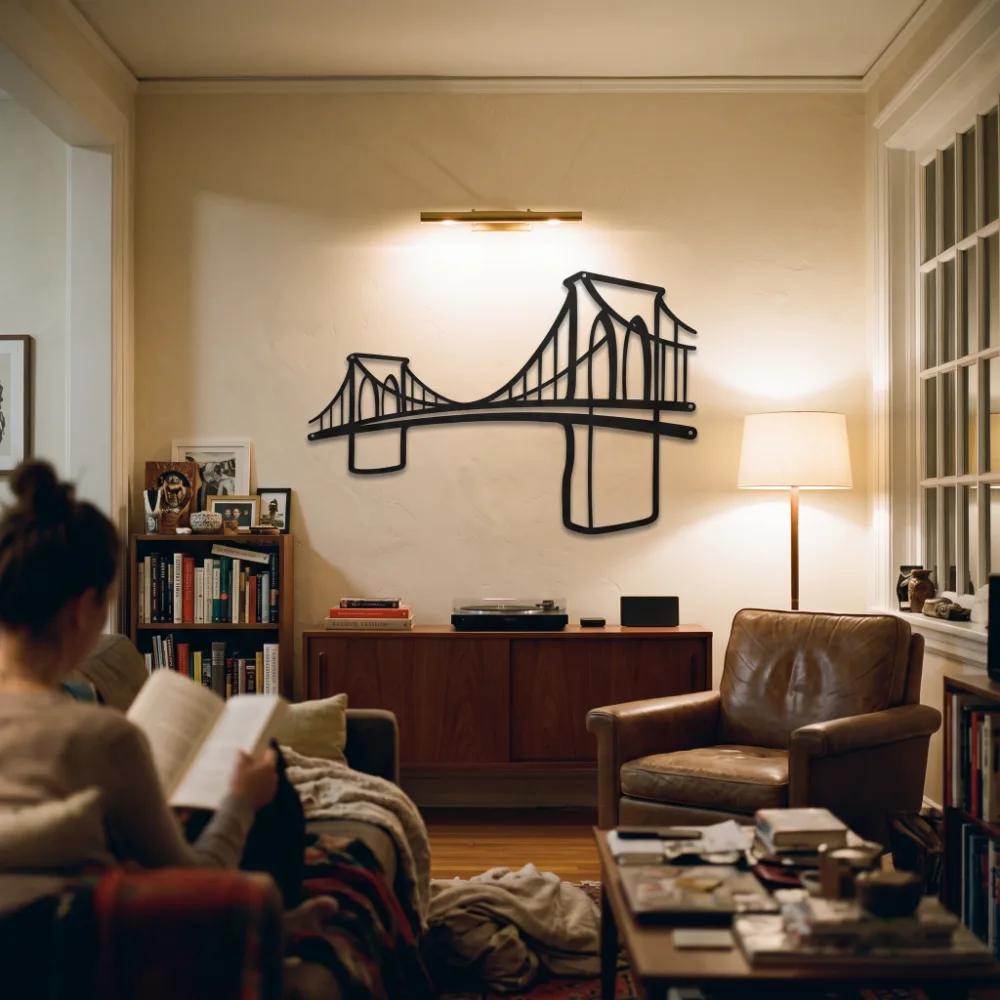 Brooklyn Bridge Metal Wall Art – Iconic NYC Skyline Silhouette, Modern Urban Office Decor — 9