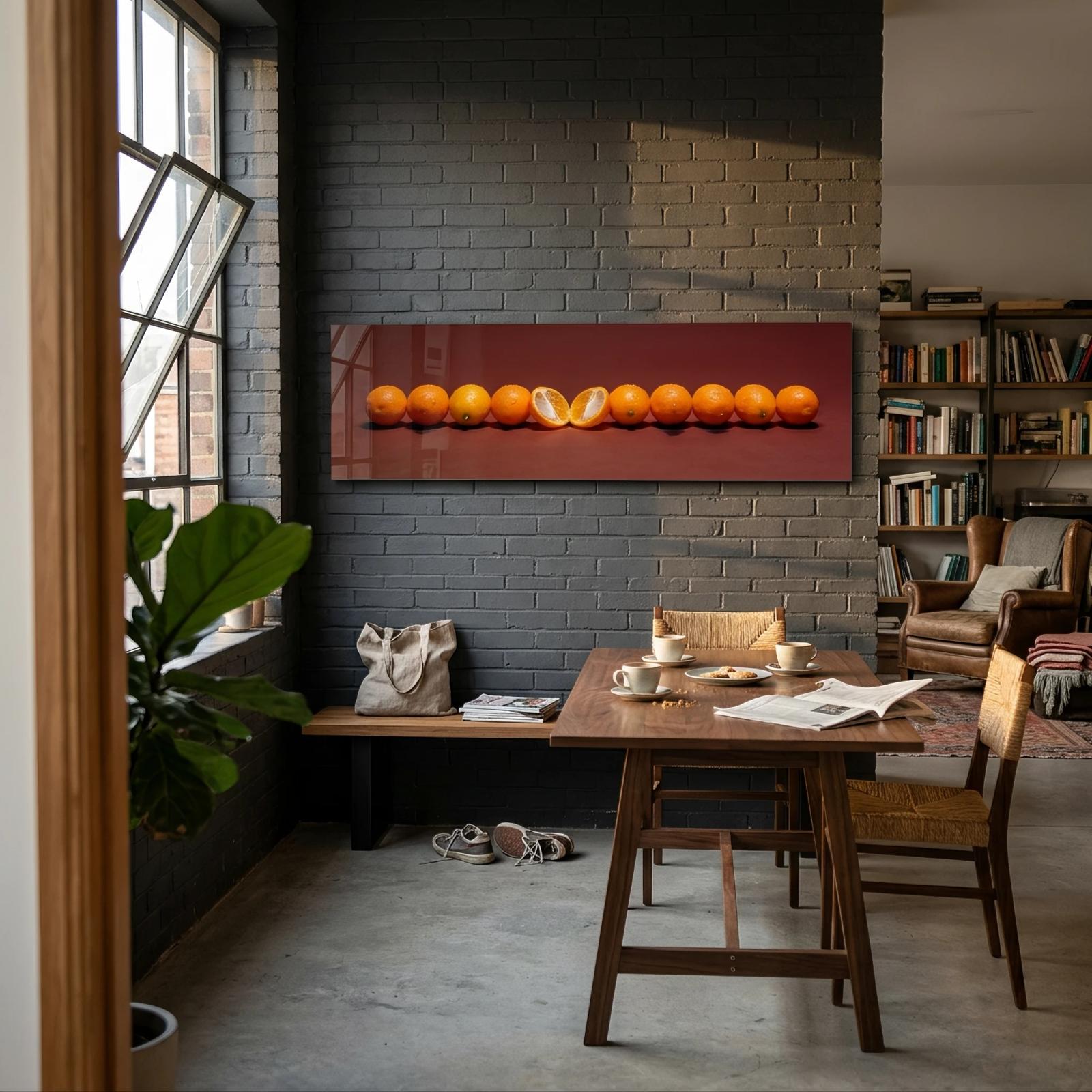 Citrus Wall Art Minimalist Fruit Row Terracotta | Glass Wall Art — 3
