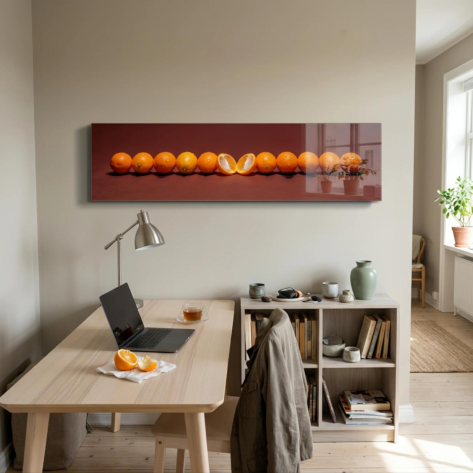 Citrus Wall Art Minimalist Fruit Row Terracotta | Glass Wall Art