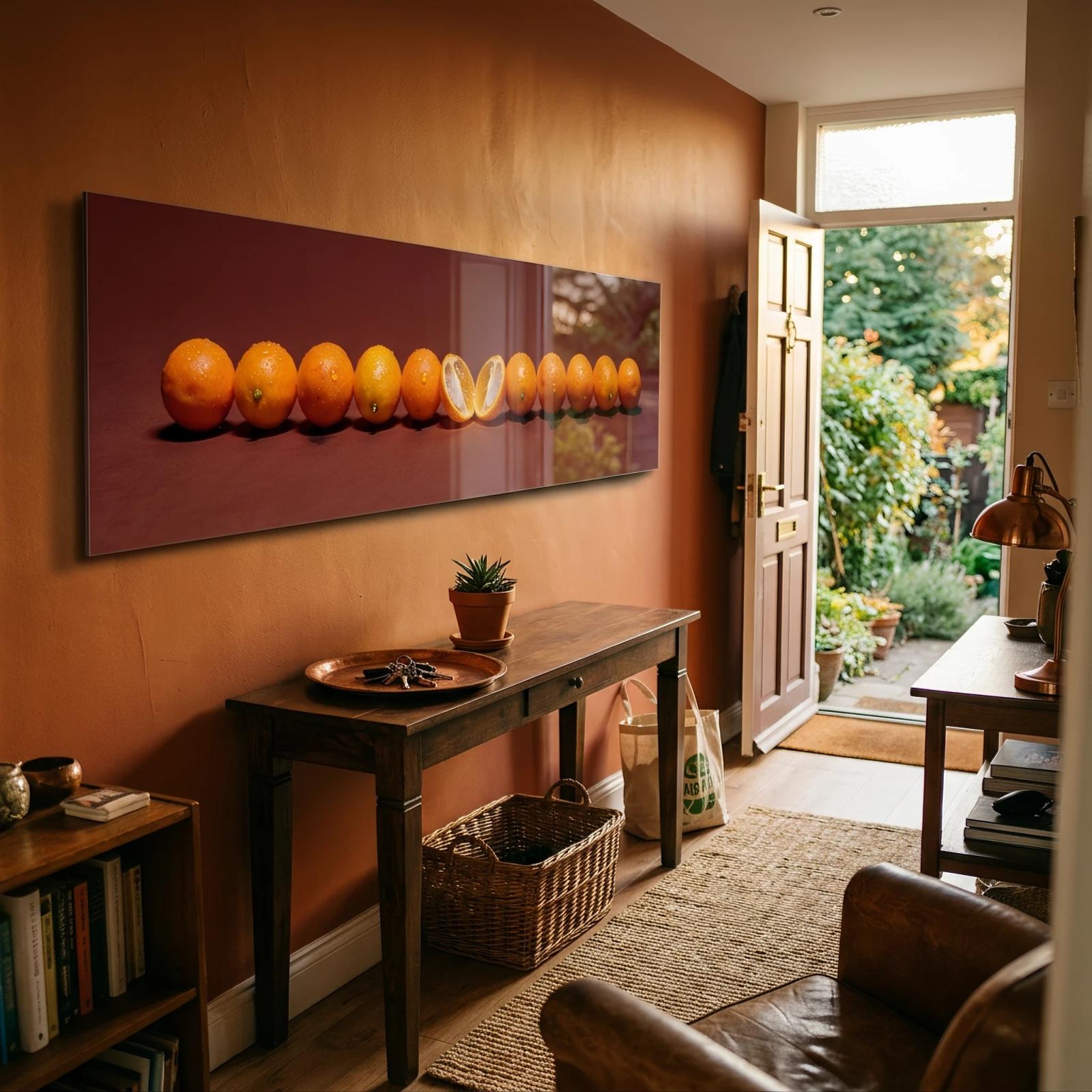 Citrus Wall Art Minimalist Fruit Row Terracotta | Glass Wall Art — 5