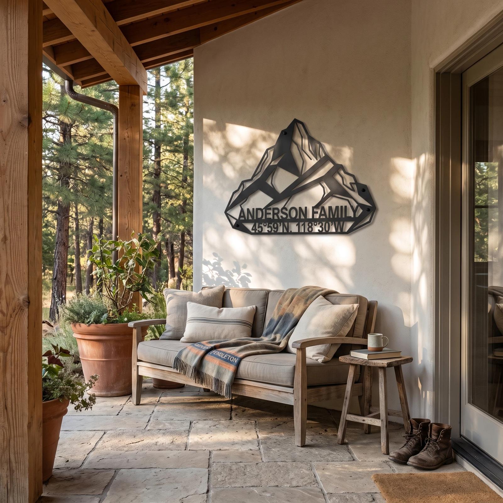 Custom Mountain Family Name Metal Wall Art – Alpine Legacy, Rustic Cabin Decor — 4