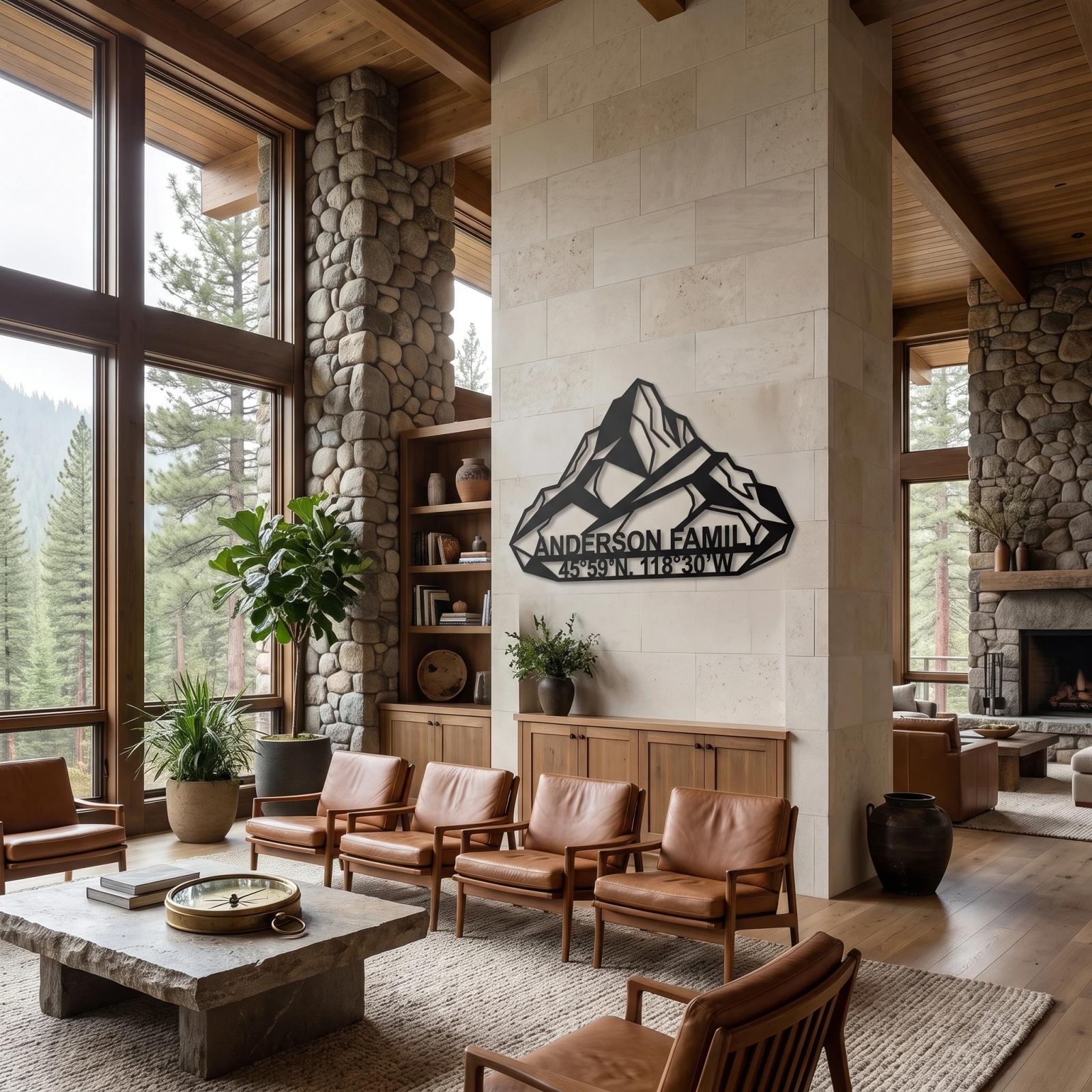 Custom Mountain Family Name Metal Wall Art – Alpine Legacy, Rustic Cabin Decor — 5