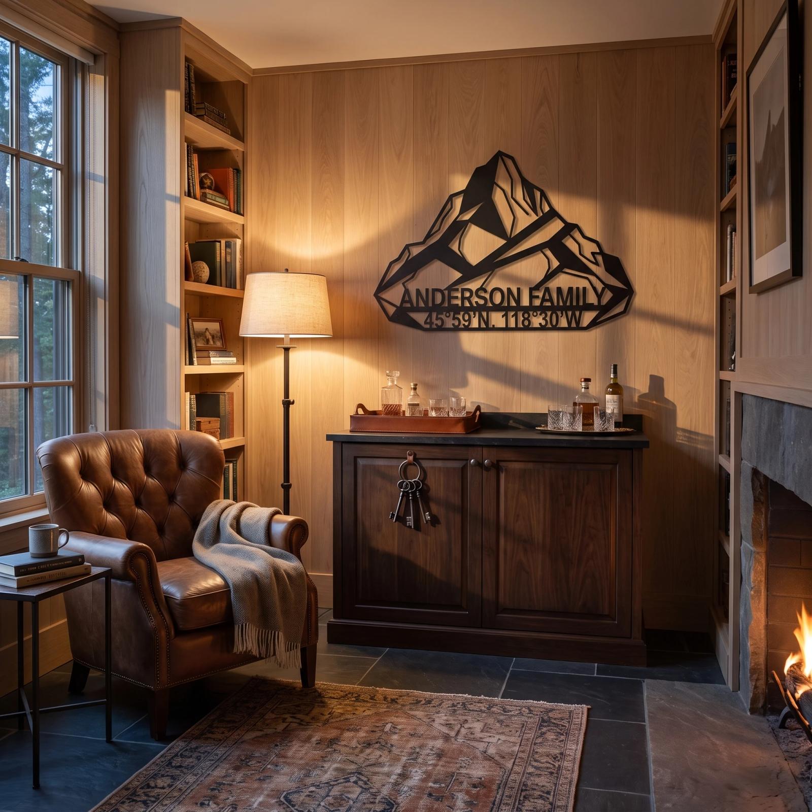 Custom Mountain Family Name Metal Wall Art – Alpine Legacy, Rustic Cabin Decor — 6