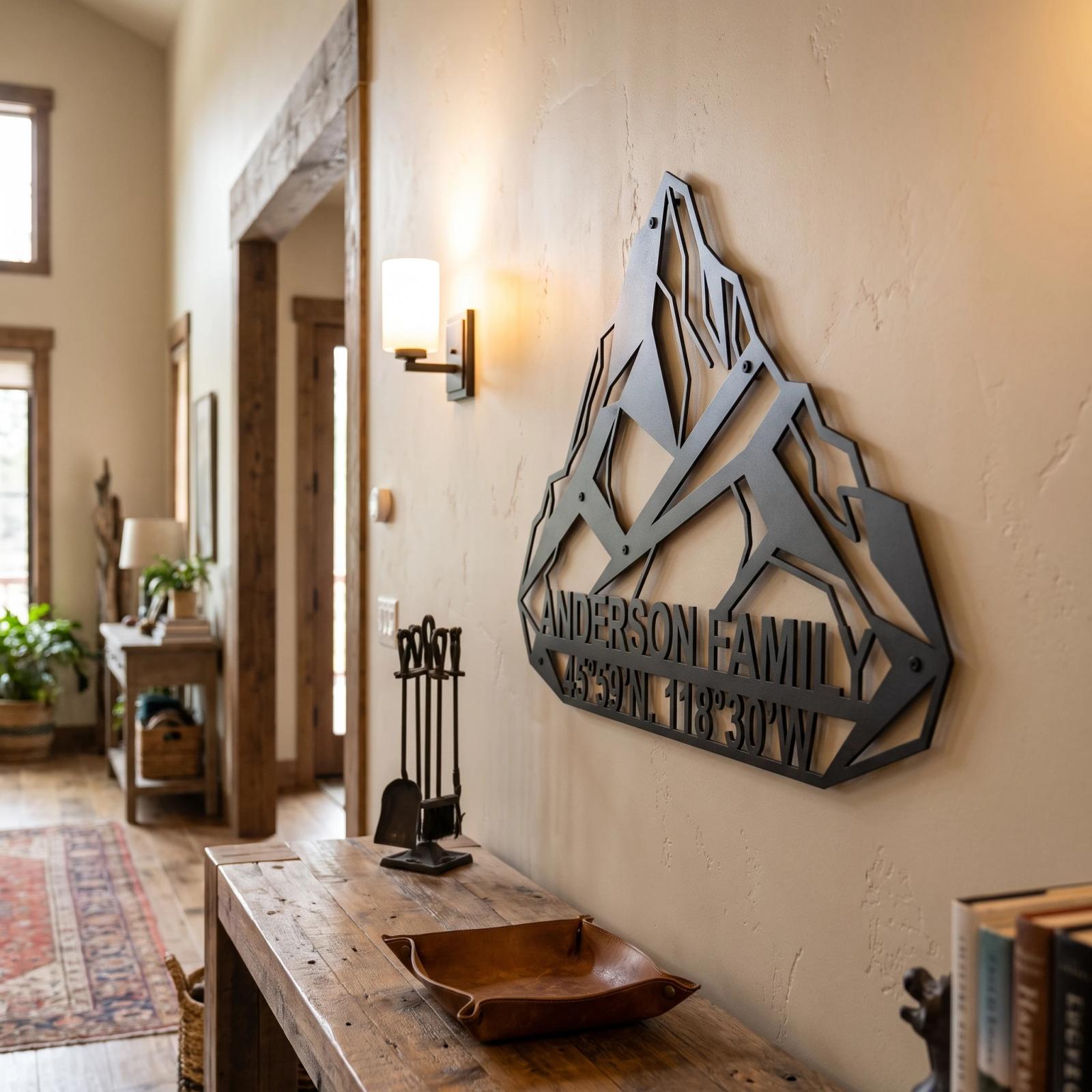 Custom Mountain Family Name Metal Wall Art – Alpine Legacy, Rustic Cabin Decor — 7