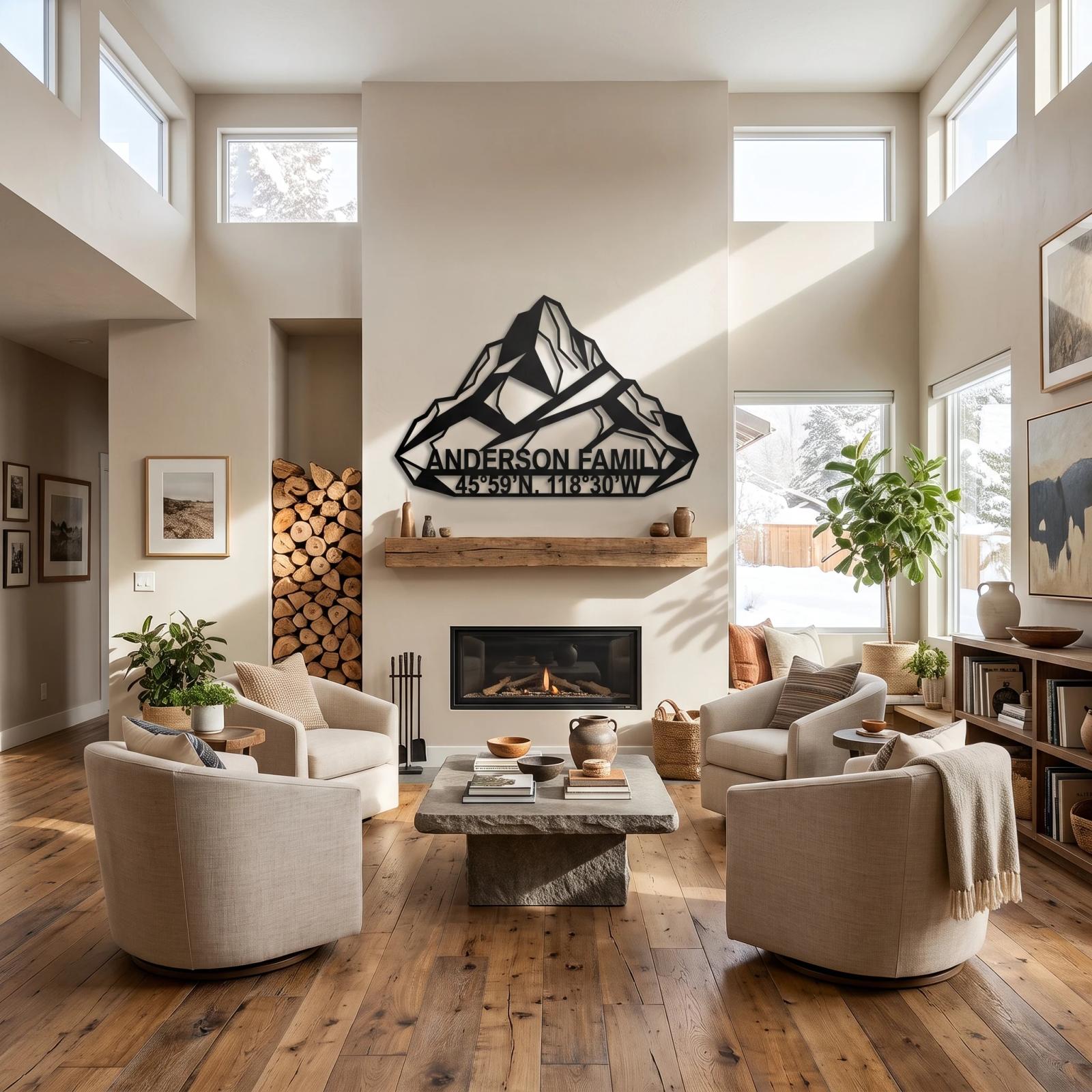 Custom Mountain Family Name Metal Wall Art – Alpine Legacy, Rustic Cabin Decor — 8