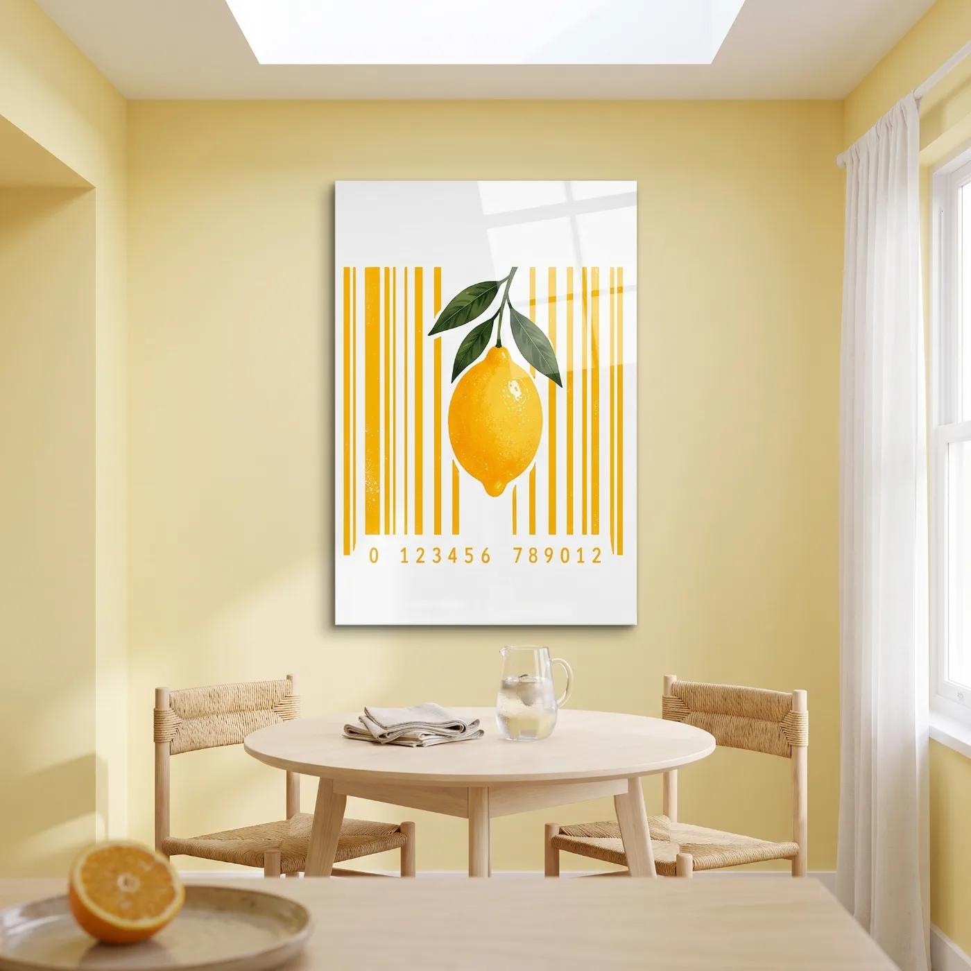 Lemon Glass Wall Art Barcode Kitchen Decor | Glass Wall Art — 3
