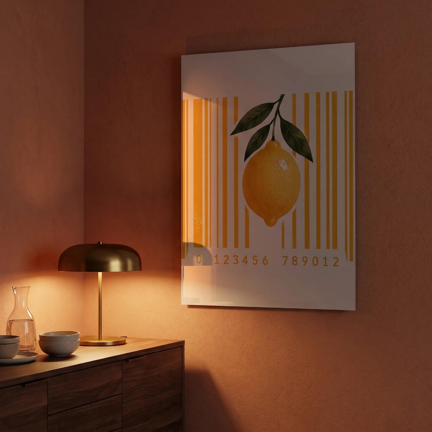 Lemon Glass Wall Art Barcode Kitchen Decor | Glass Wall Art — 4