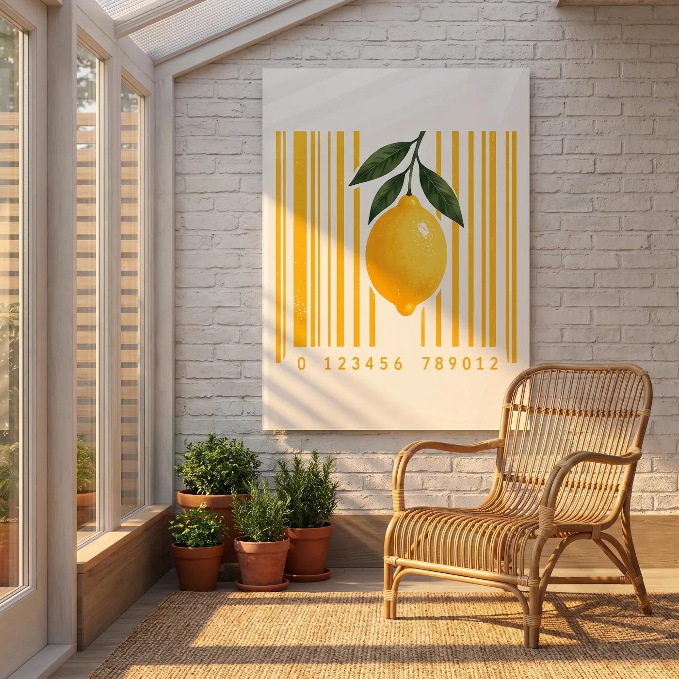 Lemon Glass Wall Art Barcode Kitchen Decor | Glass Wall Art — 5