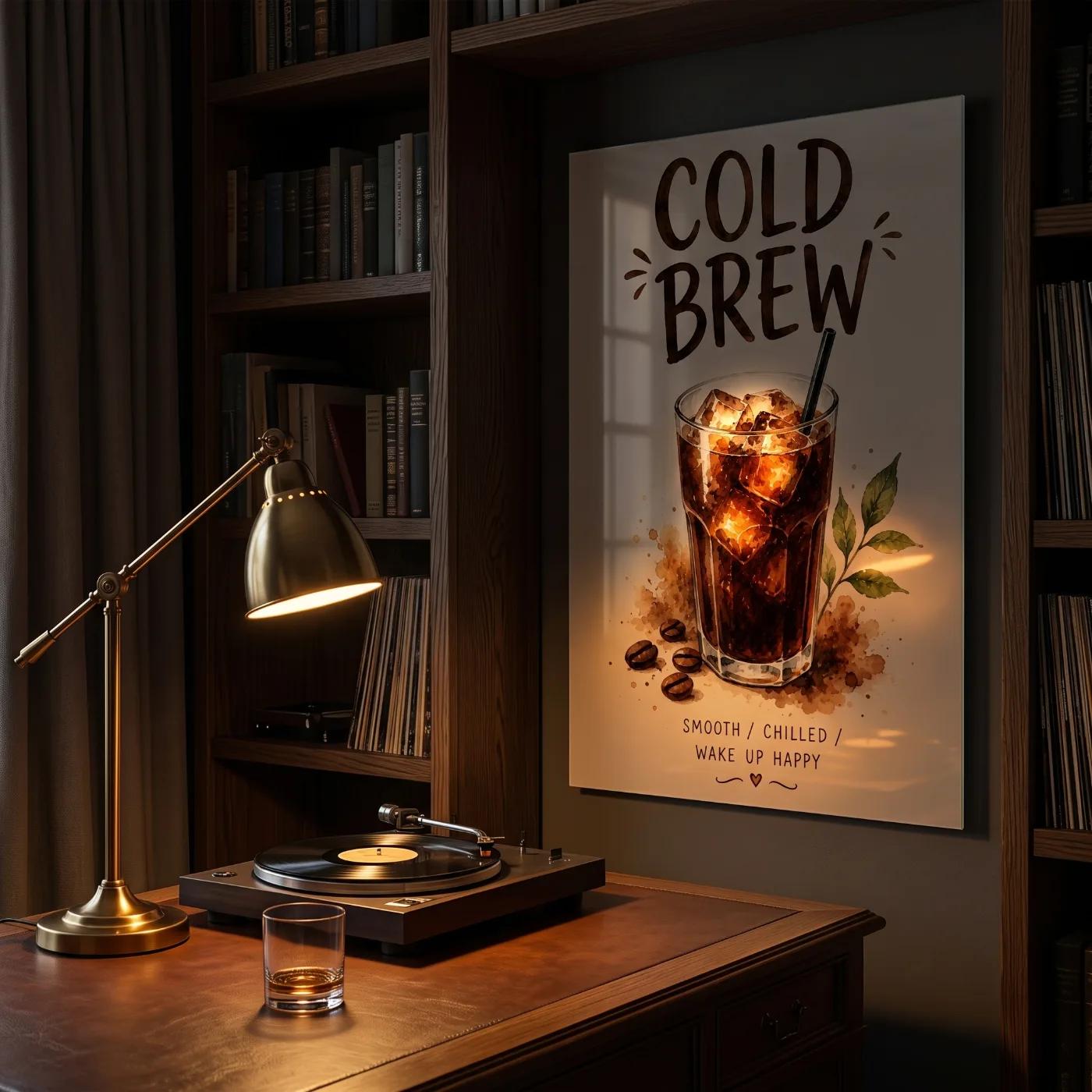 Cold Brew Coffee Wall Art Watercolor Kitchen | Glass Wall Art — 4
