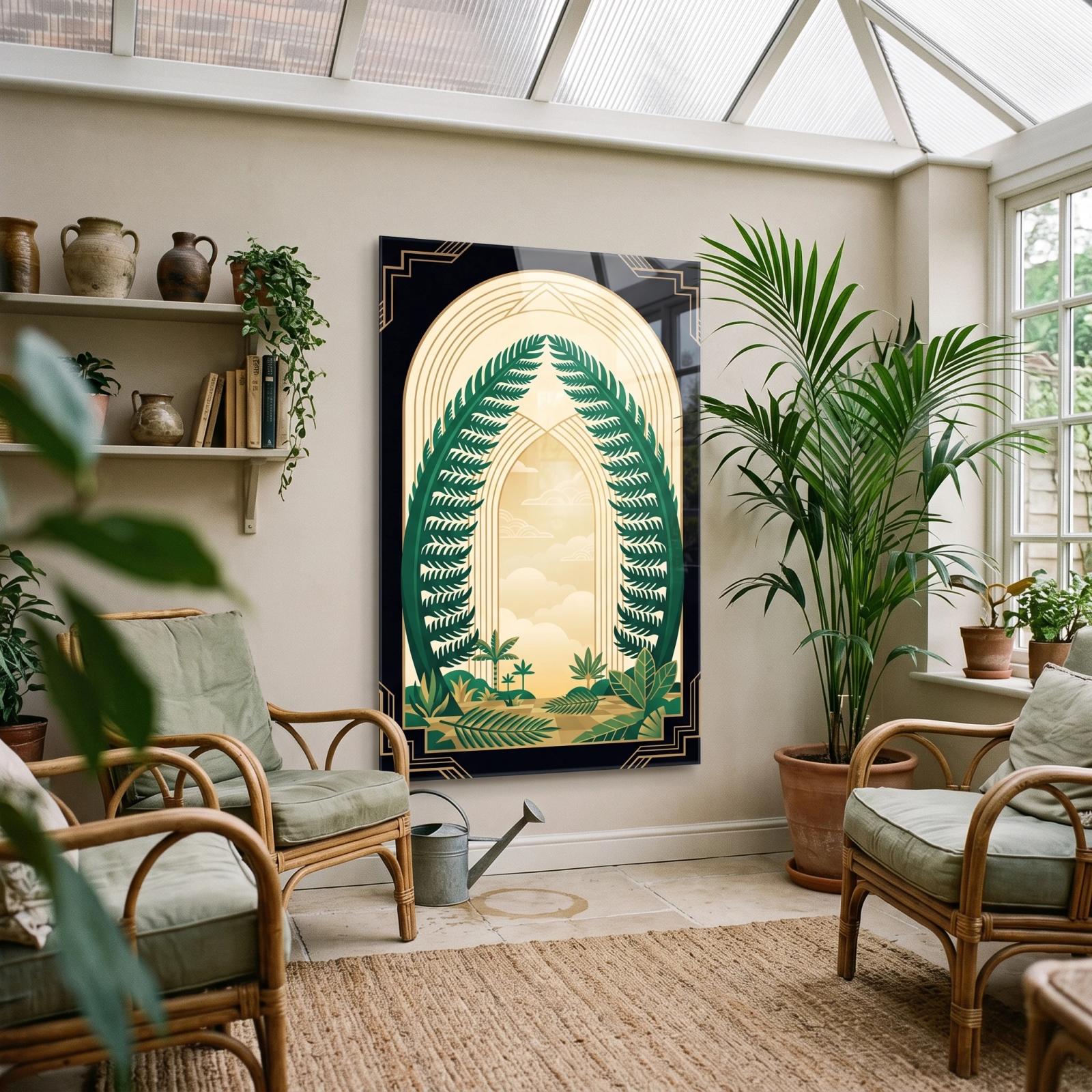 Art Deco Fern Archway Botanical Glass Wall Art — 2