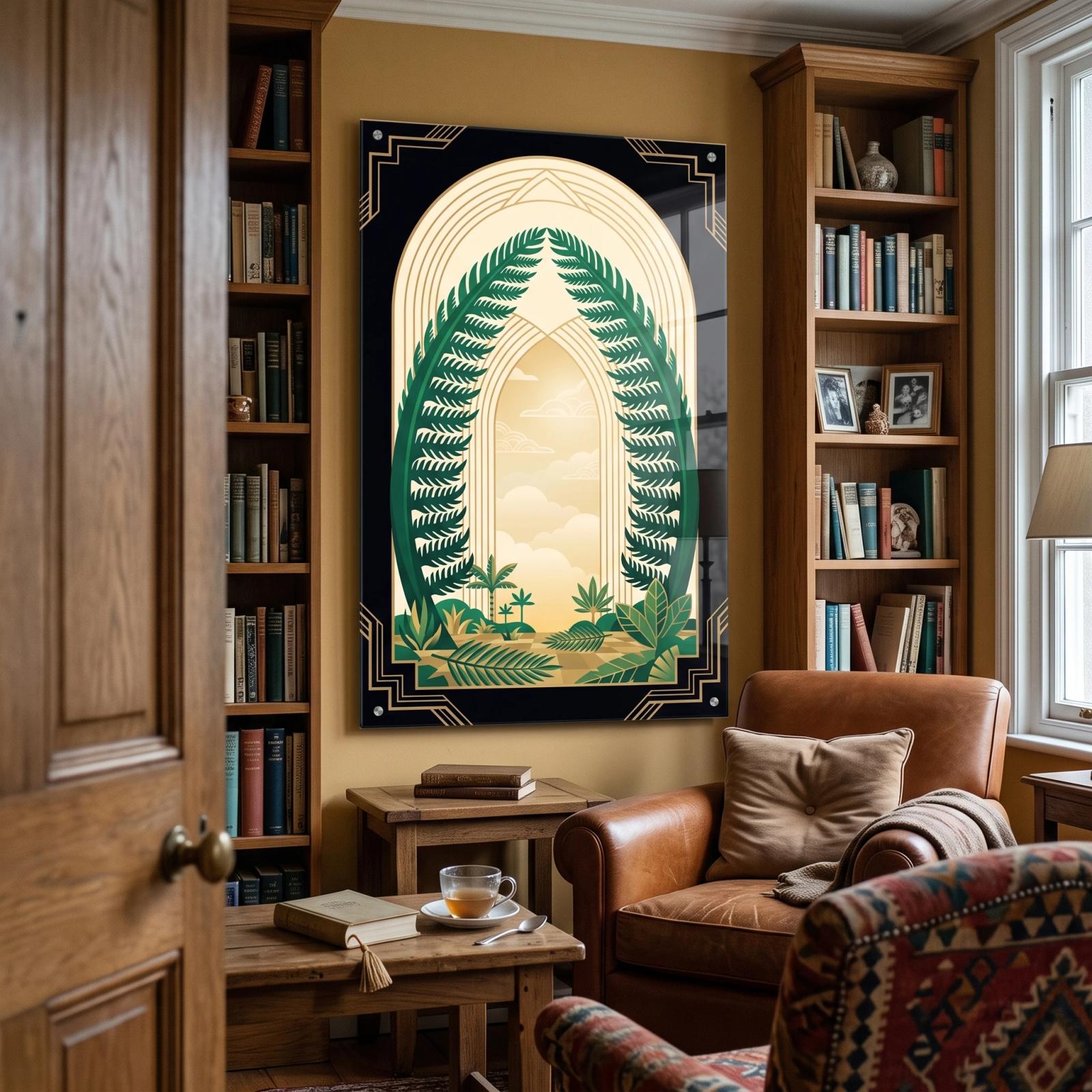Art Deco Fern Archway Botanical Glass Wall Art — 5