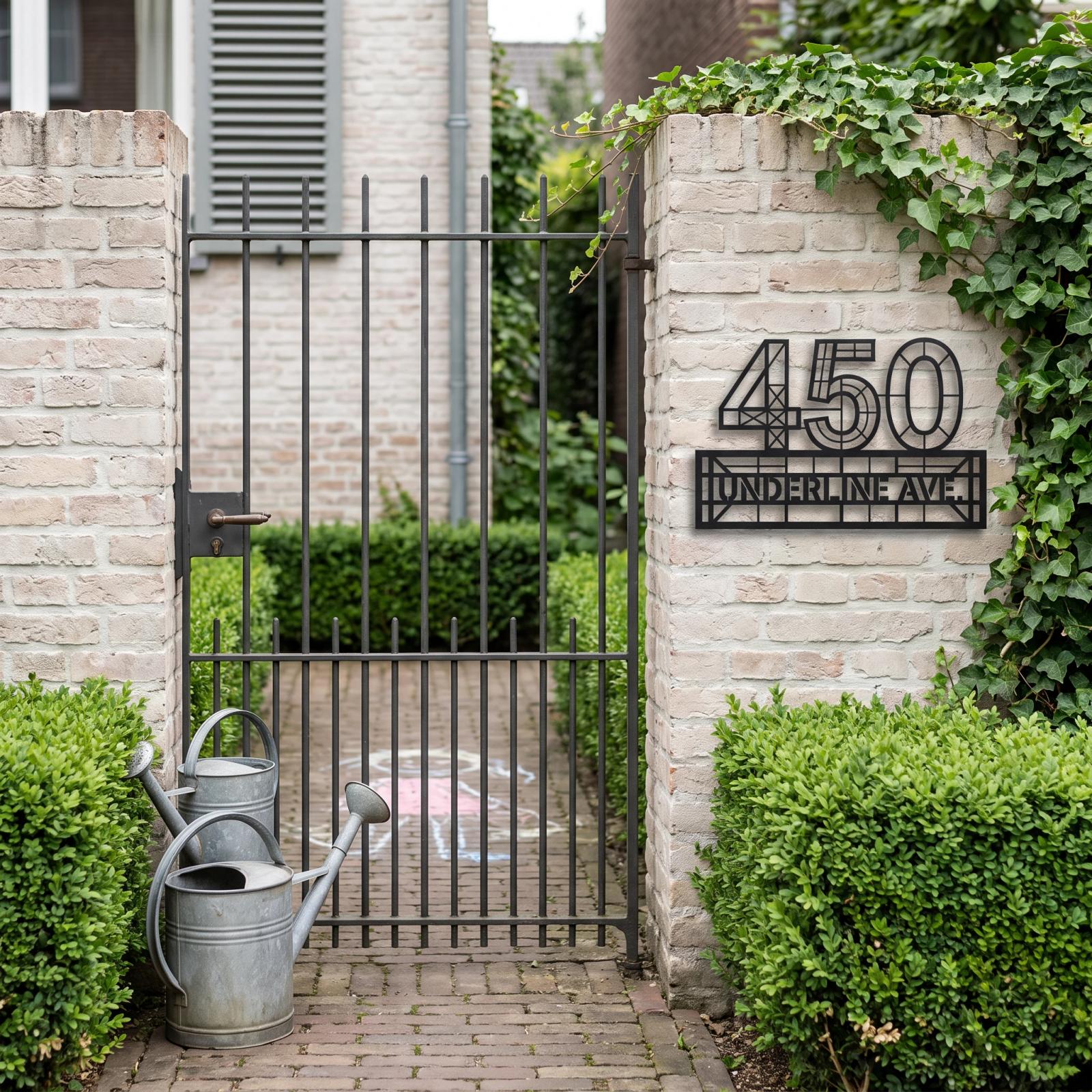 Custom House Number Street Name Metal Wall Art – Deco Threshold, Entryway Address Decor — 6