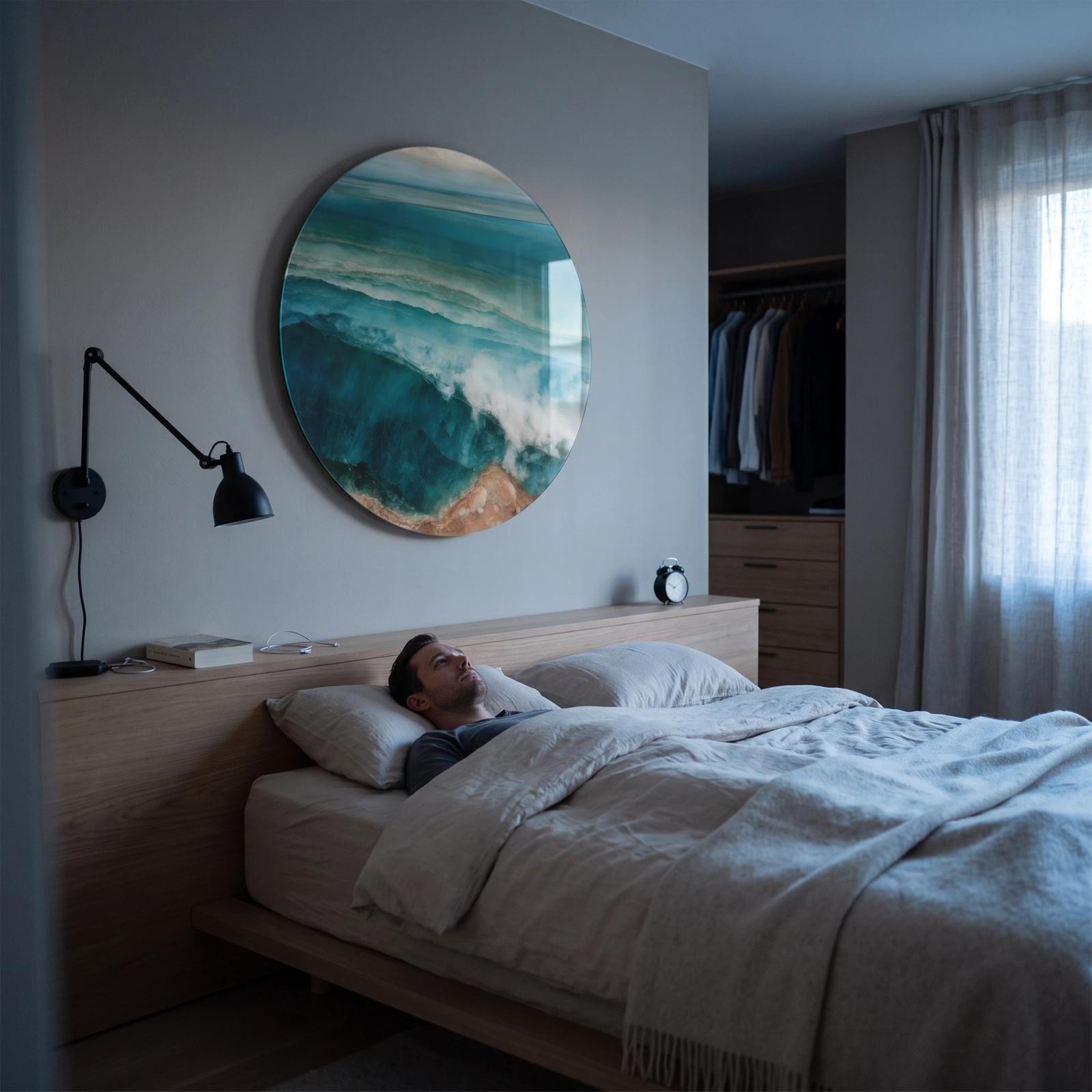 Ocean Wave Glass Wall Art Abstract Coastal Round Glass Wall Decor — 3