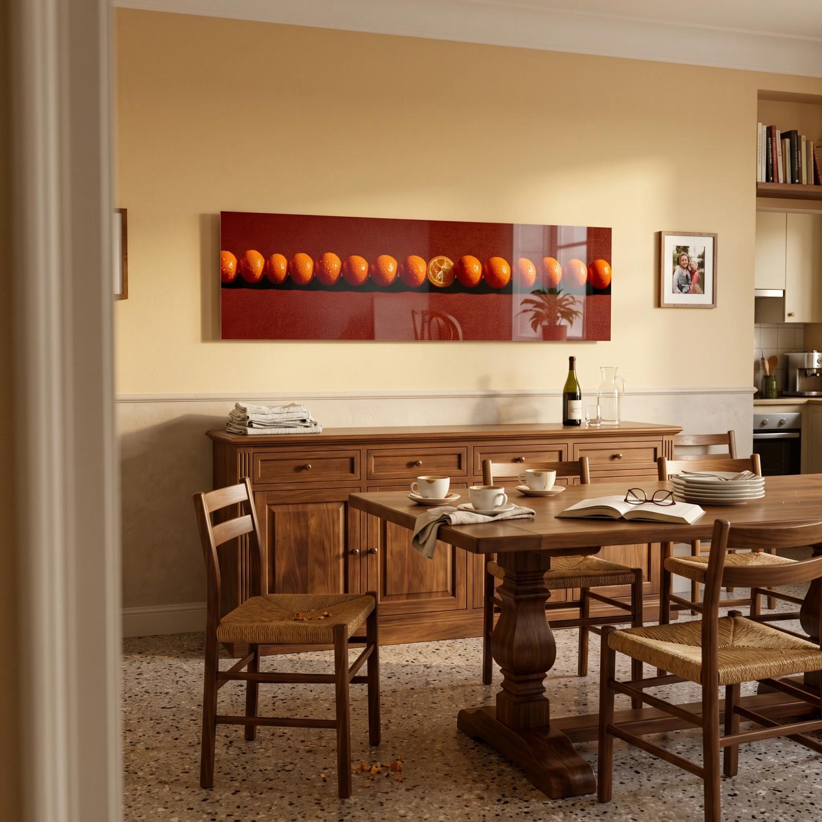 Mandarin Row Glass Wall Art Warm Kitchen Glass Wall Decor — 2