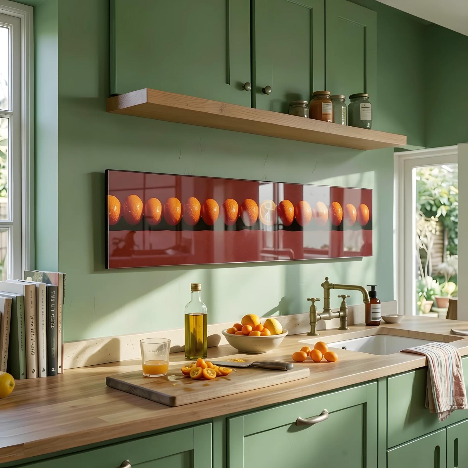 Mandarin Row Glass Wall Art Warm Kitchen Glass Wall Decor — 4