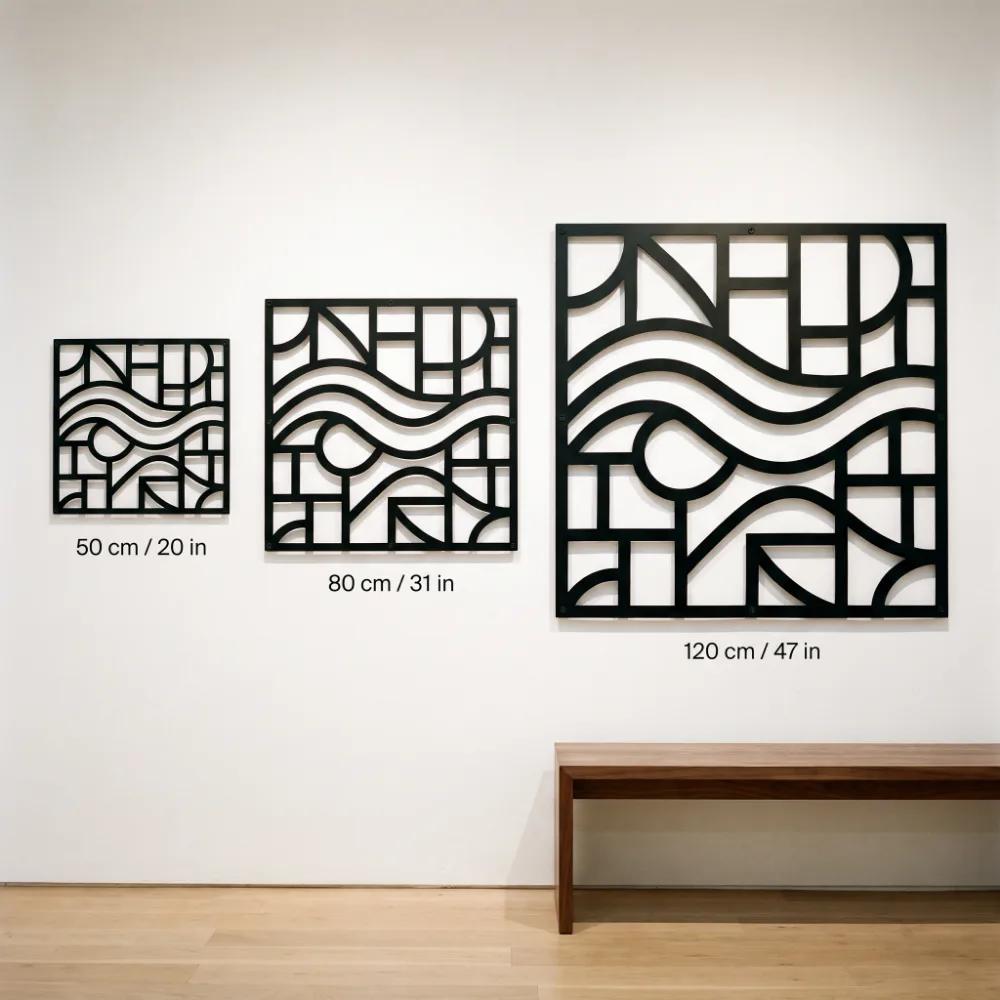Abstract Geometric River Metal Wall Art – Flowing Modern Map, Living Room Decor — 10