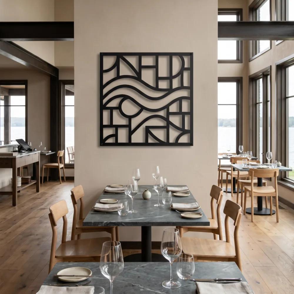 Abstract Geometric River Metal Wall Art – Flowing Modern Map, Living Room Decor — 8