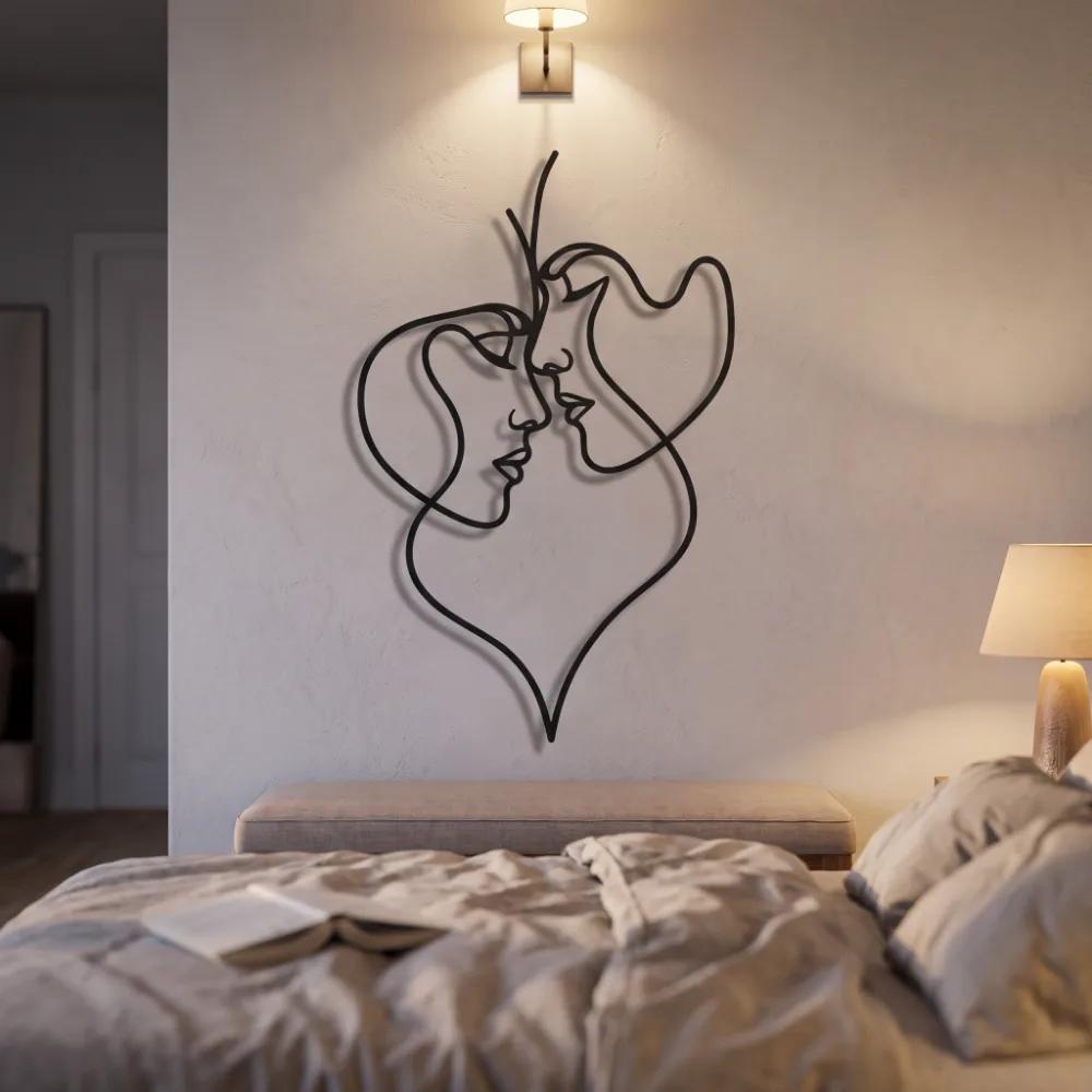 Couple Line Art Metal Wall Art – Tender Threshold, Romantic Bedroom Decor — 4