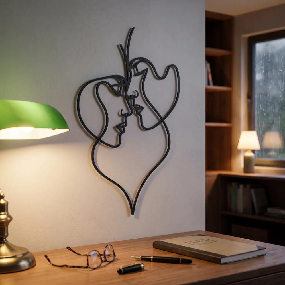 Couple Line Art Metal Wall Art – Tender Threshold, Romantic Bedroom Decor — 6