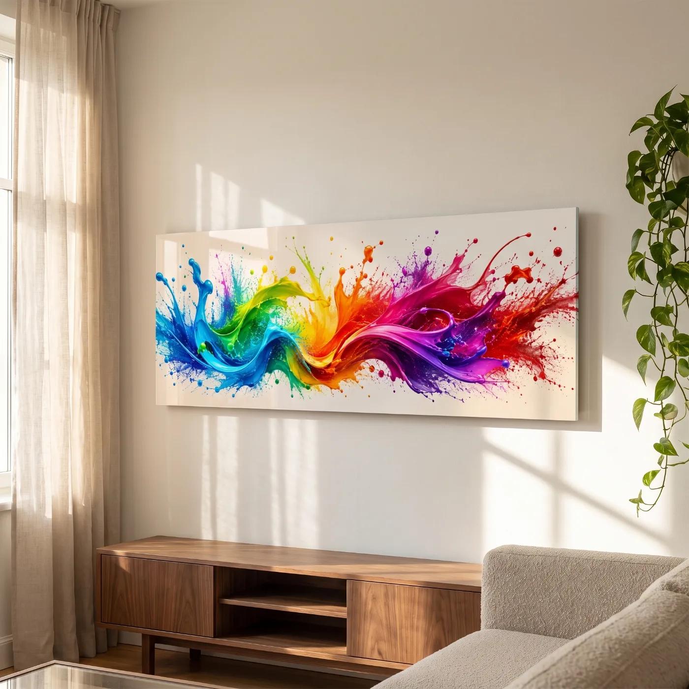Rainbow Splash Glass Wall Art Colorful Abstract | Glass Wall Art — 2
