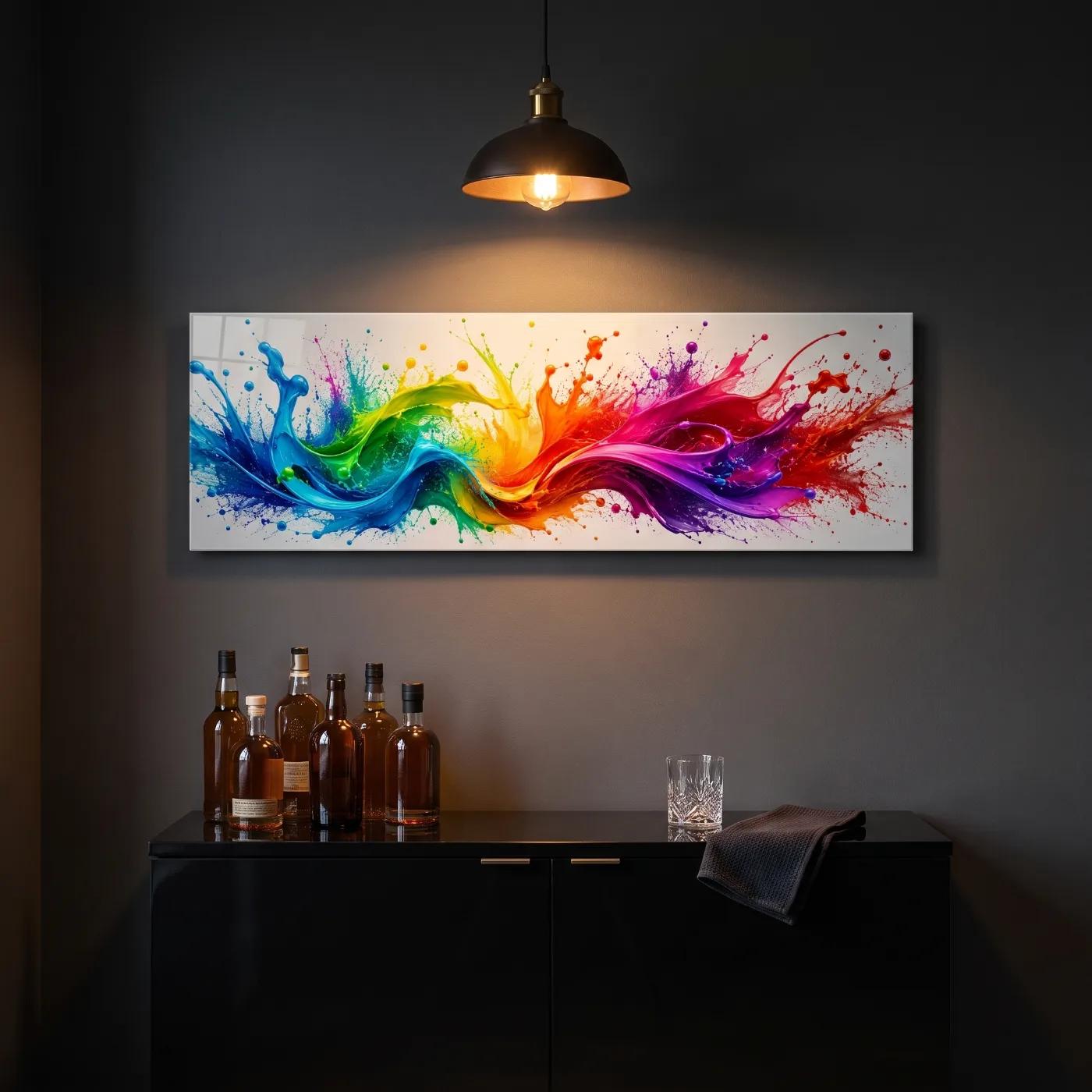 Rainbow Splash Glass Wall Art Colorful Abstract | Glass Wall Art — 4